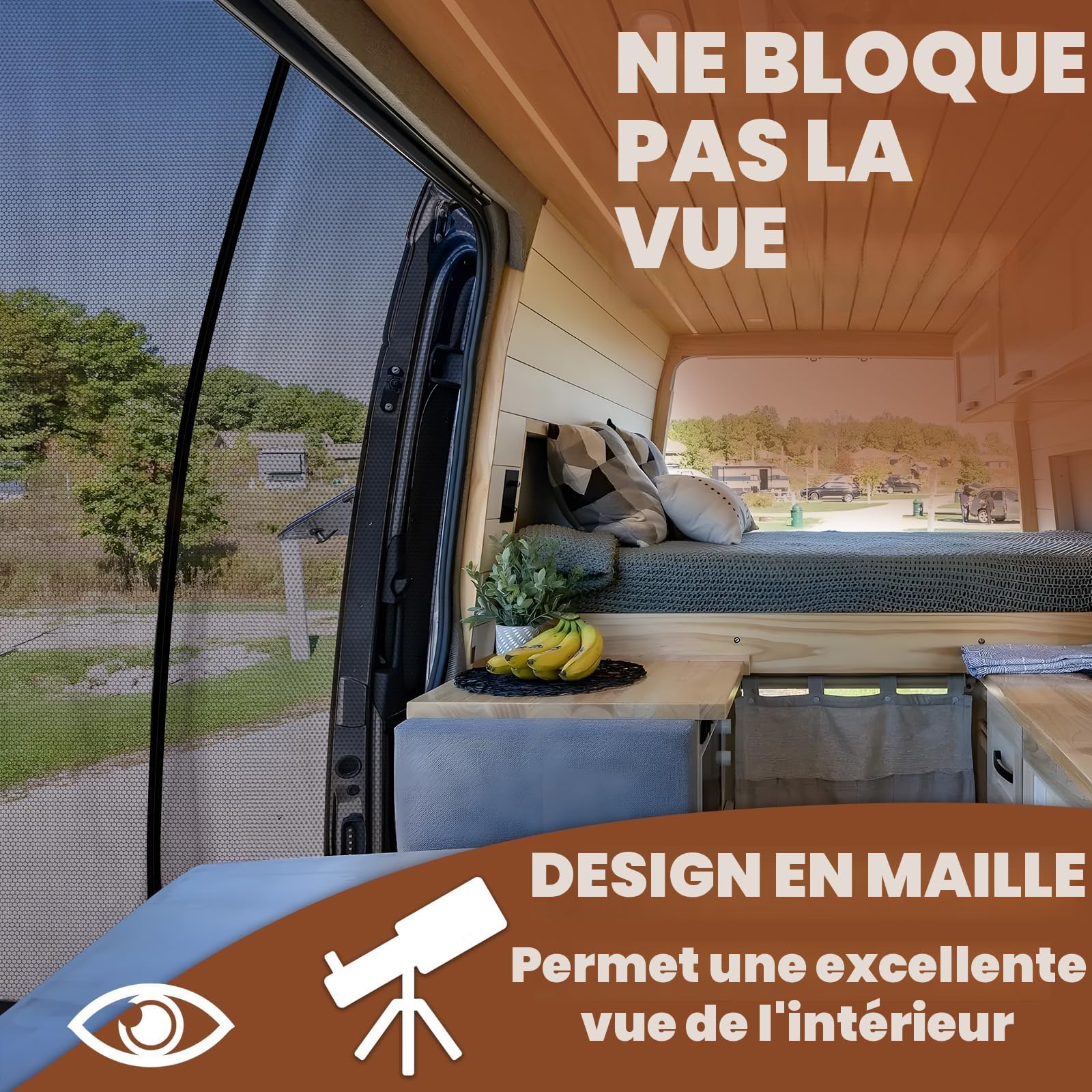 ZATOOTO Moustiquaire Fermeture Éclair pour VW T5 T6 pour Porte Coulissante, Moustiquaire Van Aménagé avec Magnétisme pour Latérale, Protection Solaire, Les Voyages en Camping (Porte Latérale)