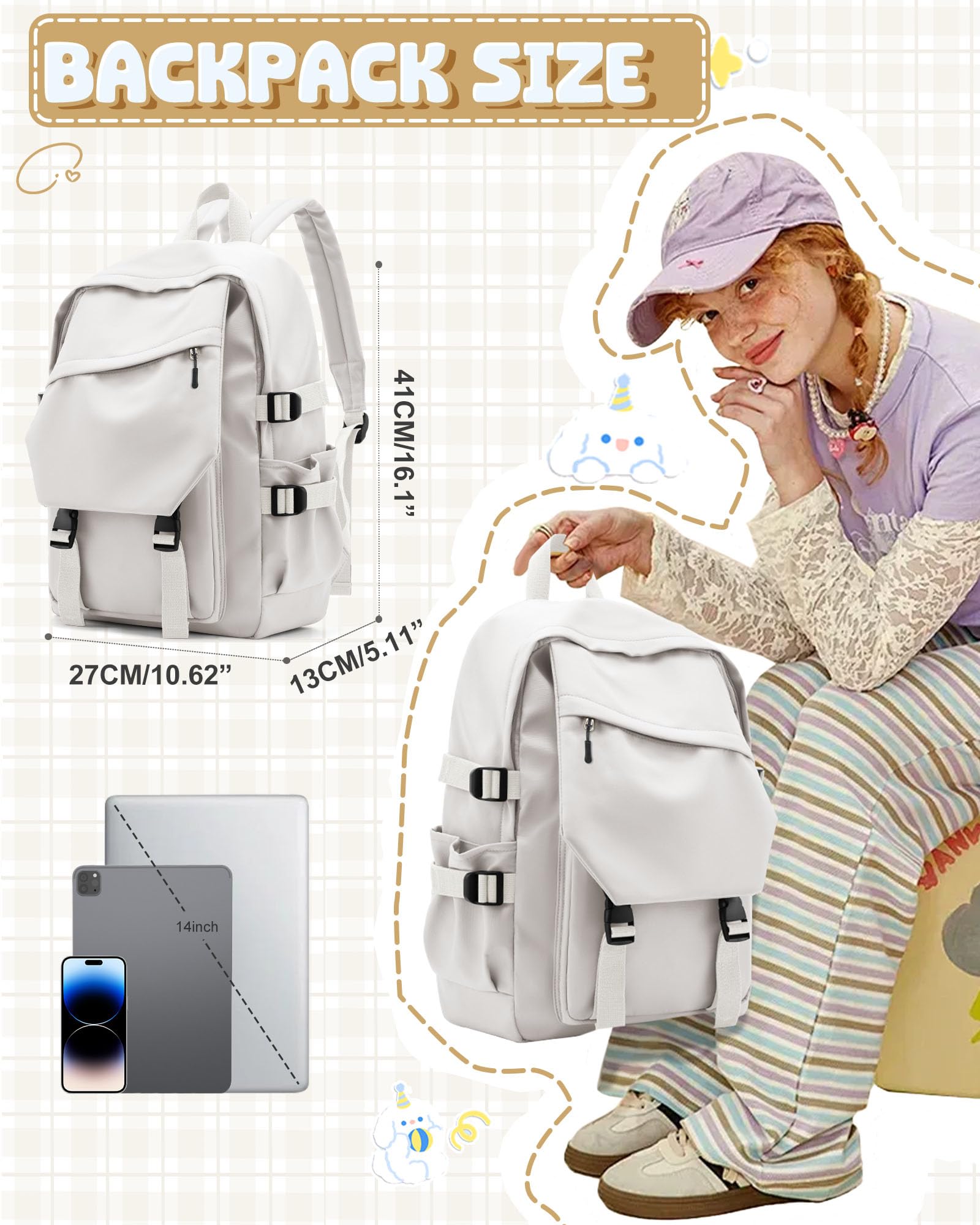 SZLX Zaino Donna Scuola superiore Zaini Scuola Superiore Ragazza Zaino Scuola Media Ragazzo Zaino da Viaggio Leggero e impermeabile Zaino Casual Zaini per Laptop da 14 pollici Zaino Università Uomo