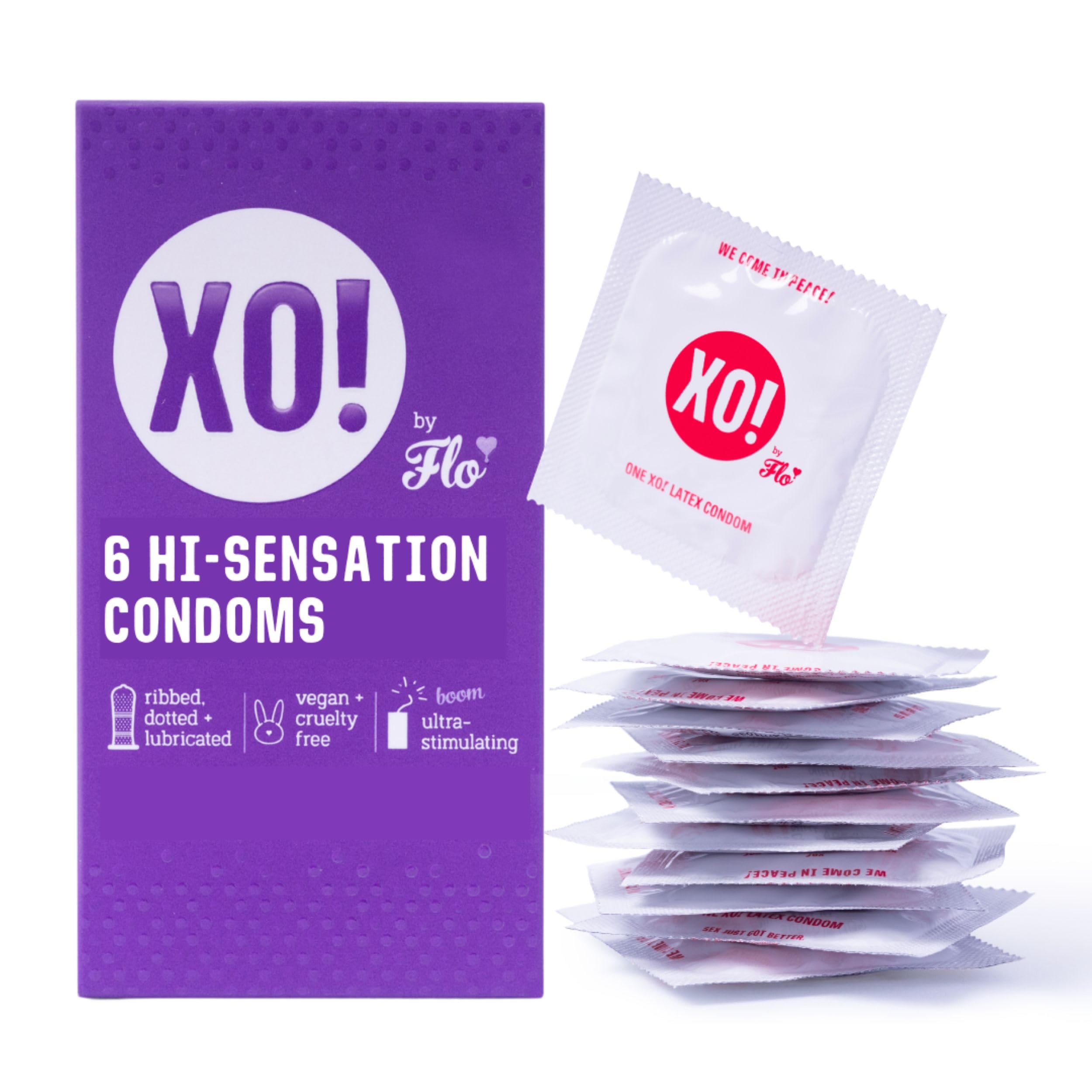 Here We Flo Xo! Hi-Sensation Vegan Condoms (Pack Of 8)