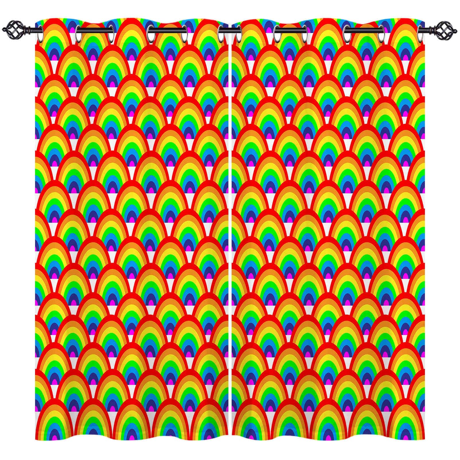 ANHOPE Rainbow Curtains Eyelet Blackout Room Darkening Curtains Colorful Rainbow Background Print Pattern Light Blocking Window Drapes for Bedroom Living Room 42 x 63 Inch Drop 2 Panels