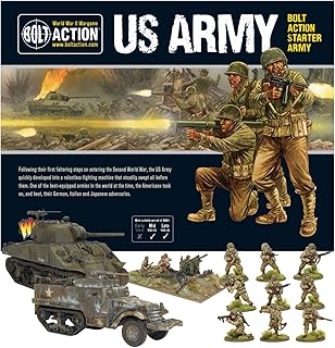 Bolt Action Miniatures - Warlord Games US Army Starter Set, 28mm Miniatures - 36 Bolt Action US Army, 1 Tank Model Kit, Wargaming WW2 Model Kits by Wargames Delivered- Plastic Model Kits Military