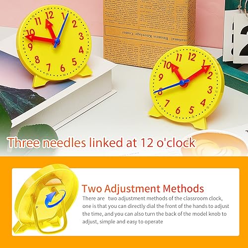 Miniatura 7 de Henoyso Kit de reloj de enseñanza de 48 piezas para que los niños digan la hora, mini reloj de enseñanza a granel para estudiantes, desarrollo de