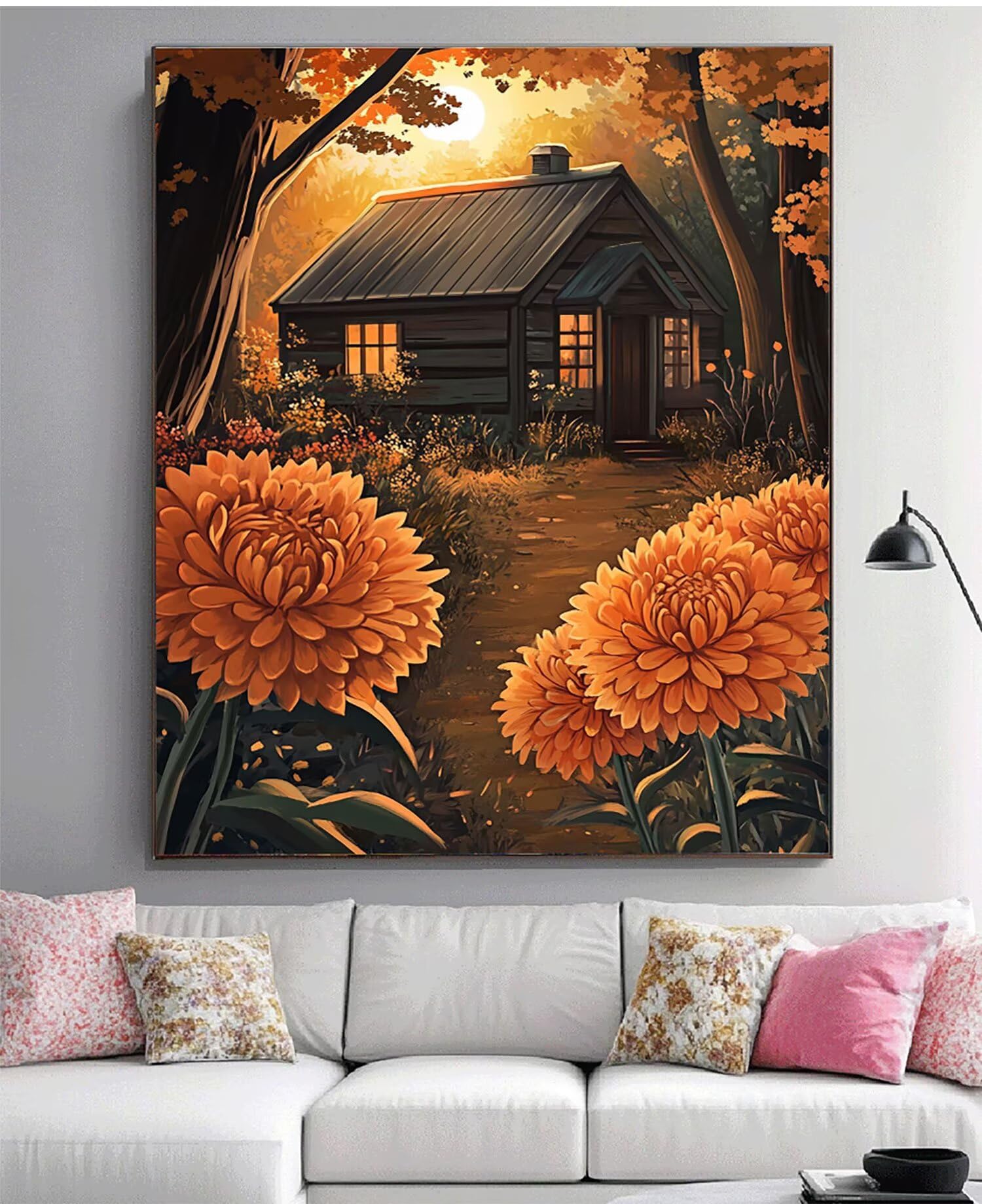 Obraz diamentowy duży 90 x 60 cm las diamentowe malowanie kompletny zestaw, DIY pełny wiertło mozaika kabina diamentowa diamentowa malarstwo diamentowe, kryształowa sztuka malarstwo kreatywne koraliki