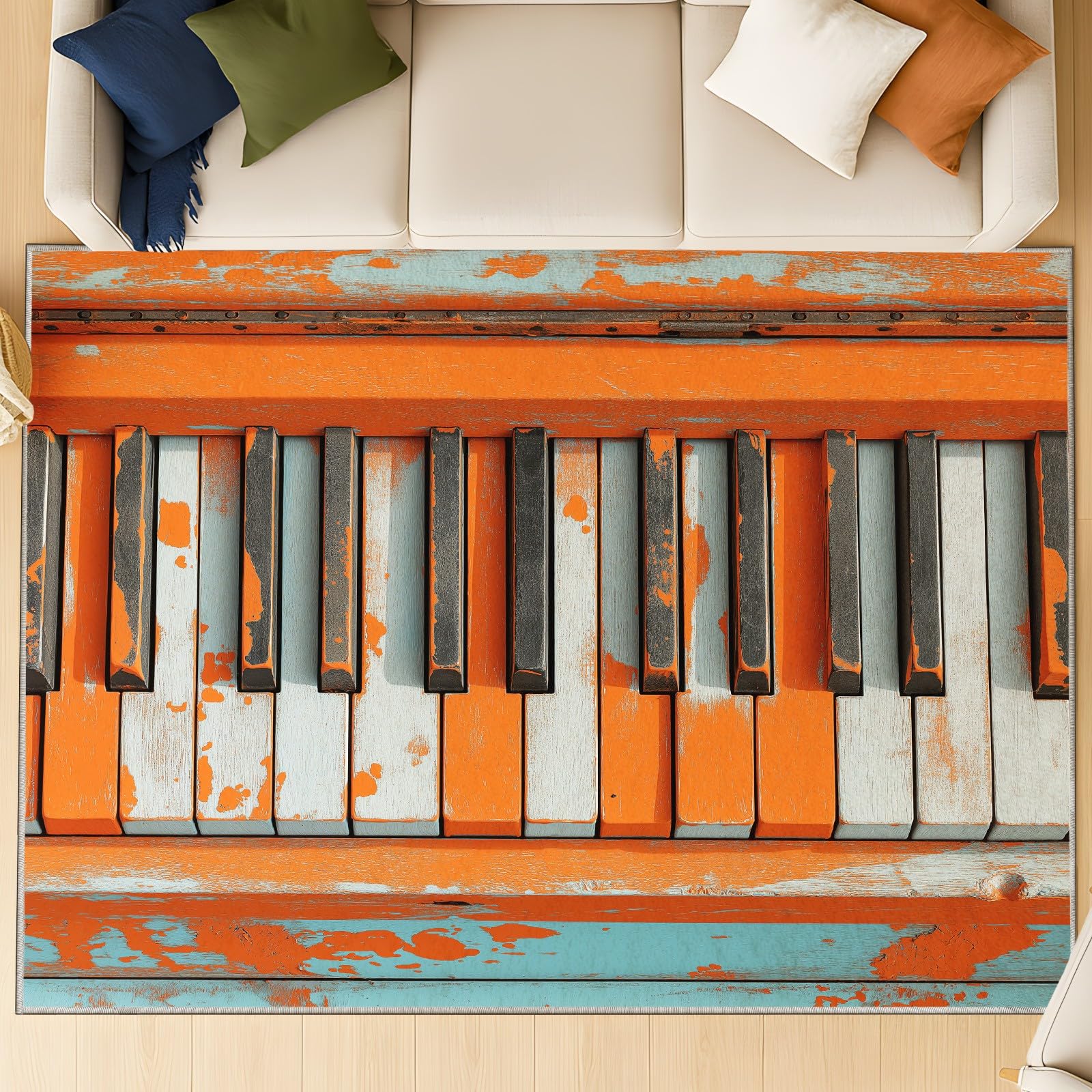 Générique Antiscivolo Moderno Musica Lavabile Tapiss Strumento Musicale Supporto in TPR Tappetino Tasti di Pianoforte Macchia Inchiostro Tappeto 120 x 180 cm per Soggiorno Camera da Letto Ufficio