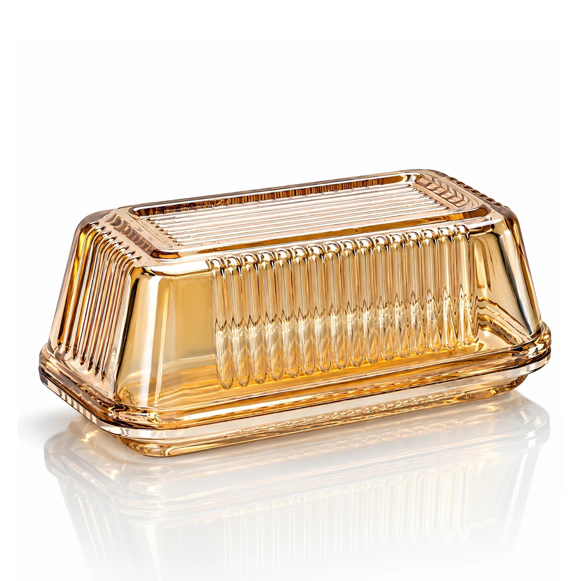 QFkris Champagne Glass Butter Dish with Lid for Countertop