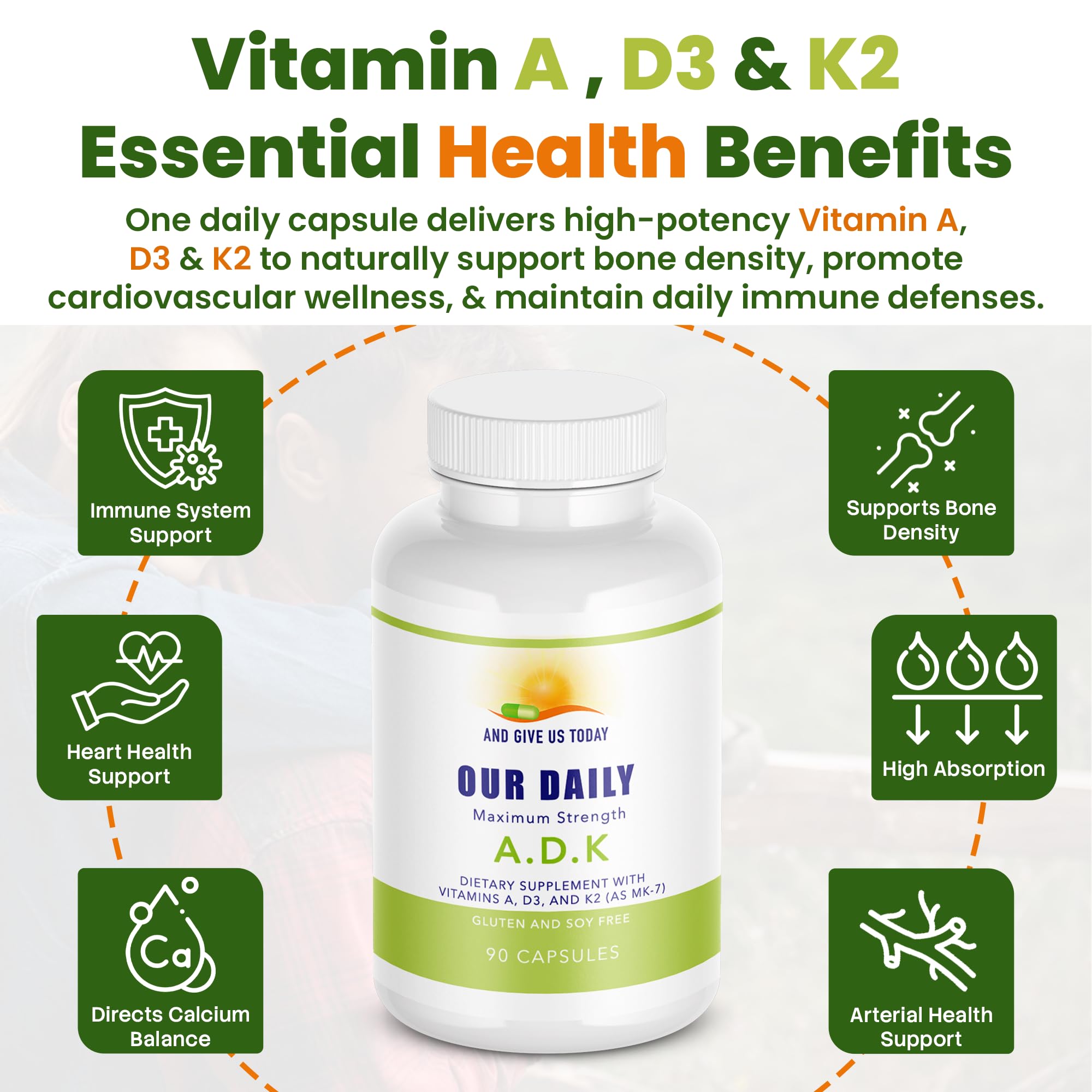 Daily Vites ADK Vitamin Supplement – Vitamins A, D3 & K2 (MK-7) for Bone Health, Calcium Absorption, Heart & Immune Support – Physician Formulated – Non-GMO, Gluten Free – 90 Capsules, 90 Servings — Amazon image 5