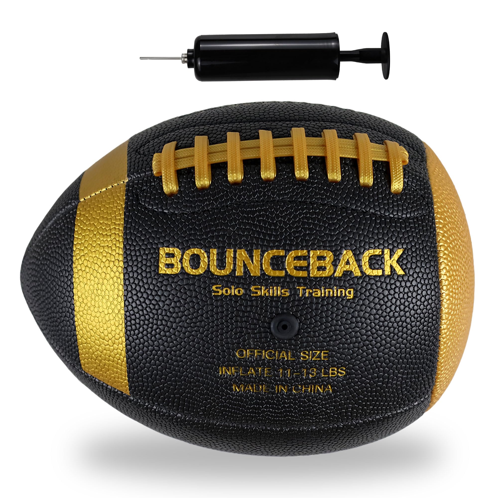 BOUNCEBACK Composite Football, Pass Catch Training Football, Official Size 9(Ages 14+)(Pump Included)