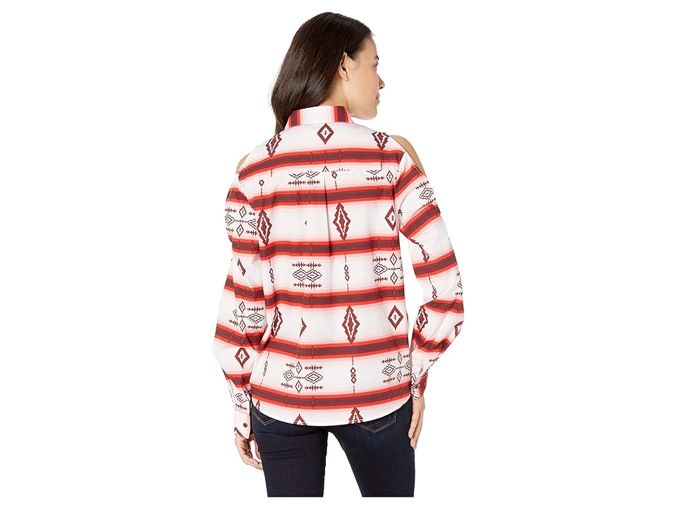 

Rock and Roll Cowgirl Long Sleeve Striped Button Down B4B9123 (Red) Women's Long Sleeve Button Up