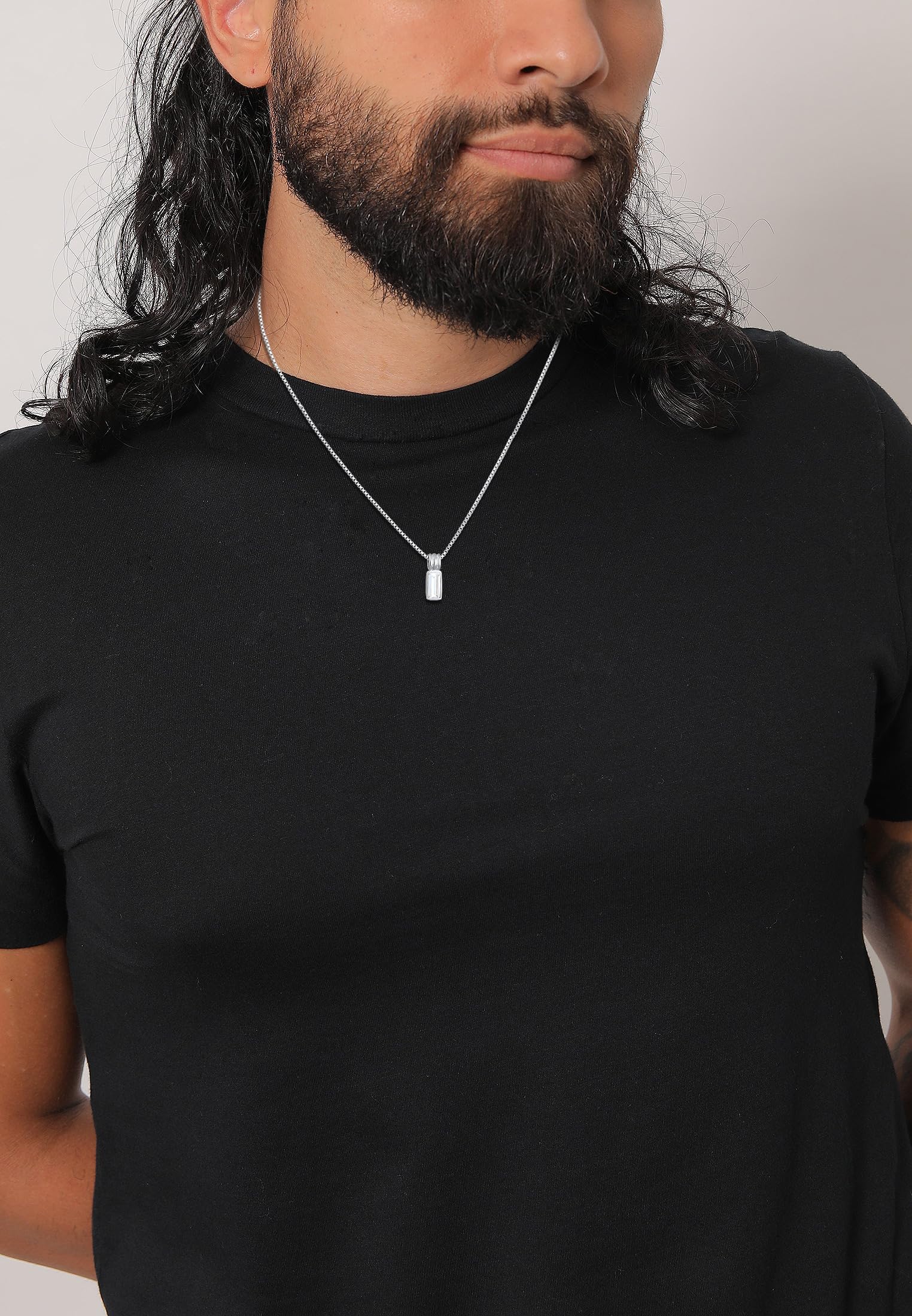 Kuzzoi Collar para hombre con colgante de topacio (7 mm), plata de ley 925, cadena de plata de ley 925, hecha a mano, longitud 50 cm, Plata de ley, Topacio