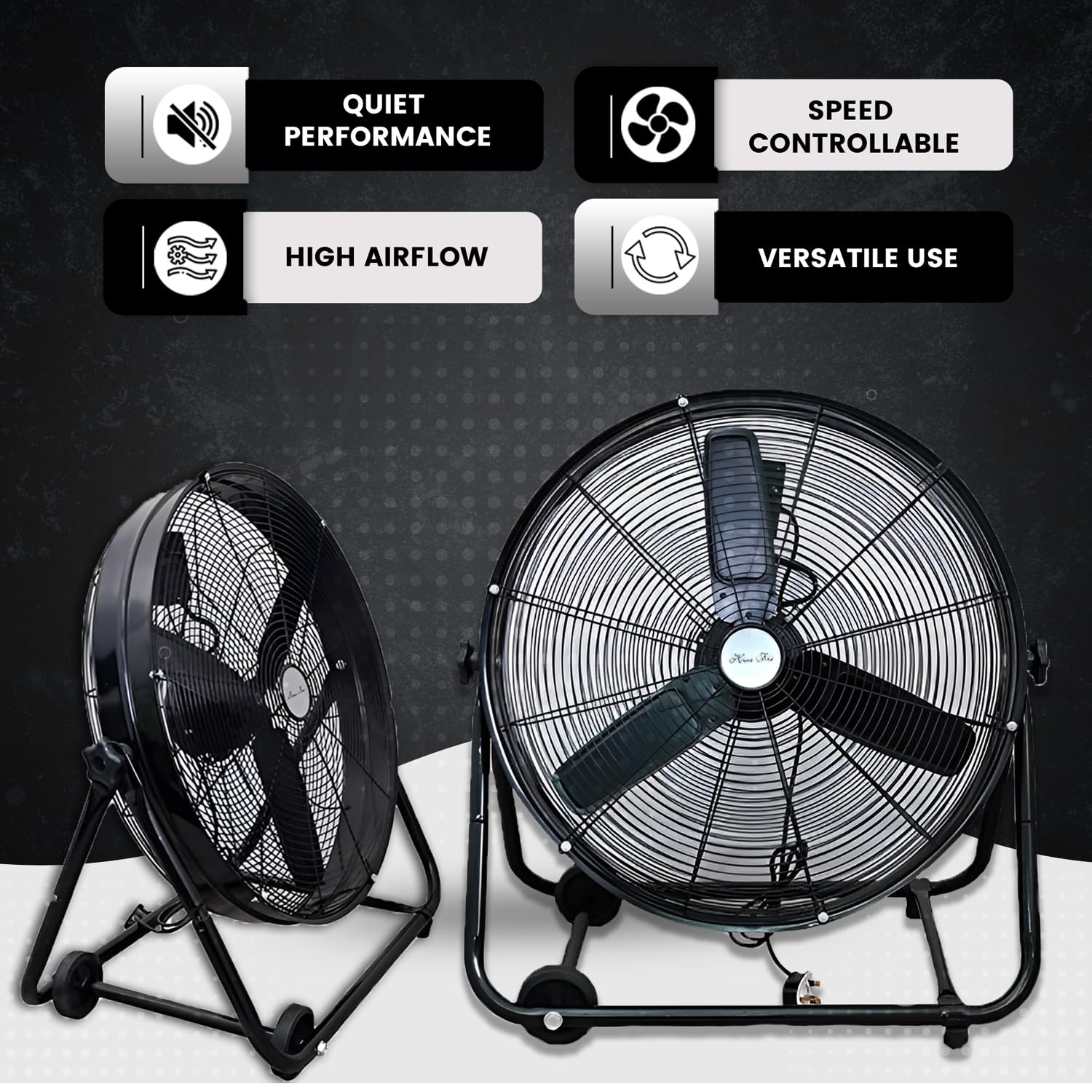 POTENTE barrel drum Ventilador Industrial Comercial Rotatorio oficina Metal 24" 30" 36" - Negro, 91cm