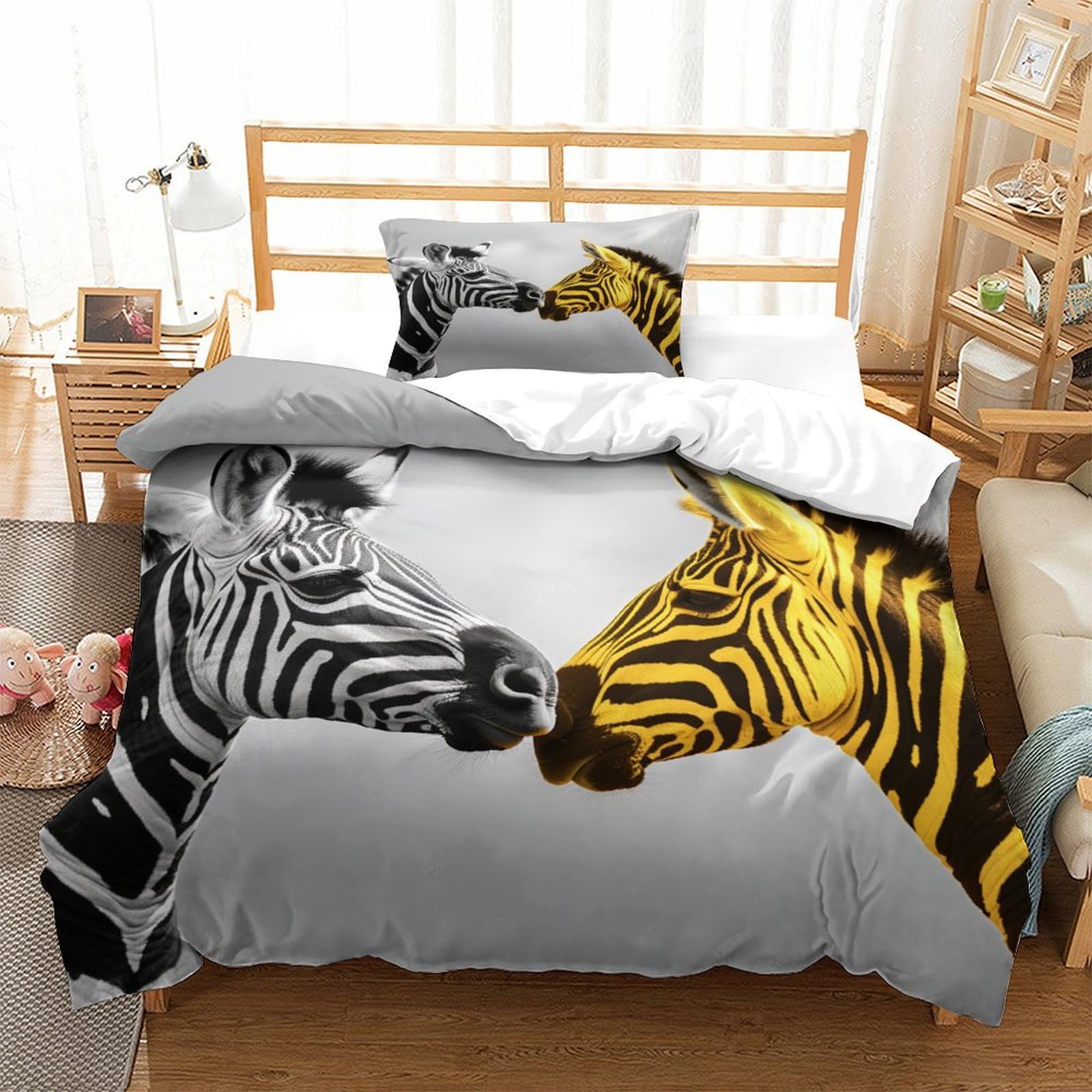 P1S9U7W5Y 3D Printed Zebra Animal Duvet Cover Set 3pcs Microfiber Zebra Bedding Set Single