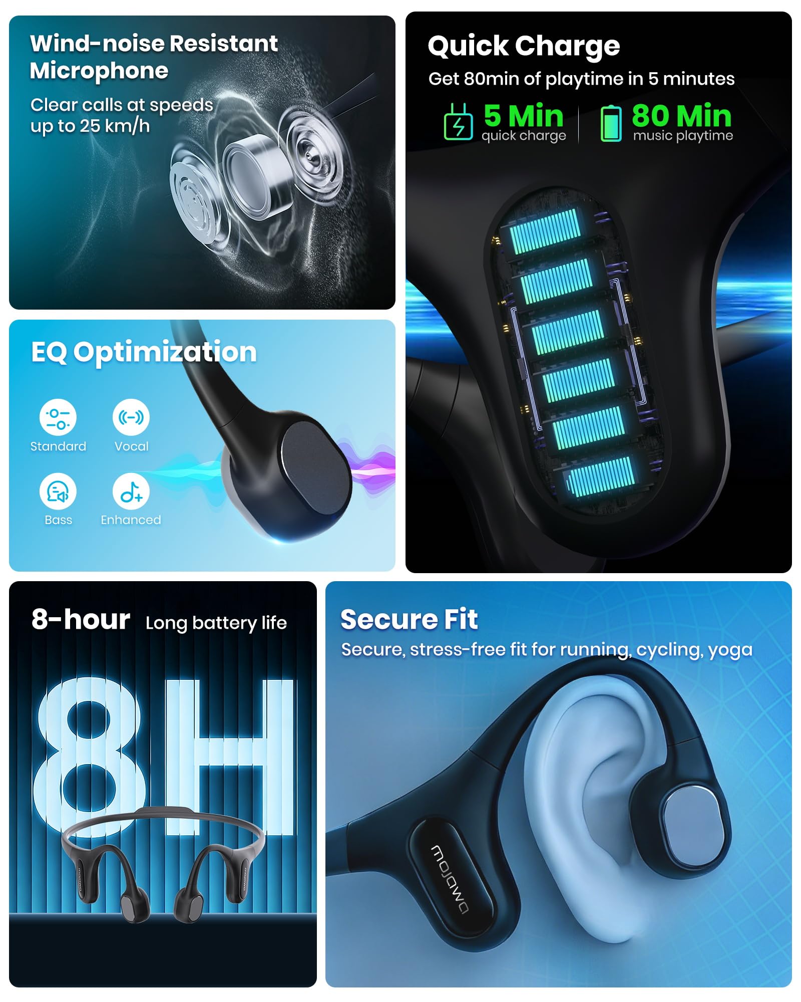 Amazon.com: mojawa Run Plus Bone Conduction Swimming Headphones