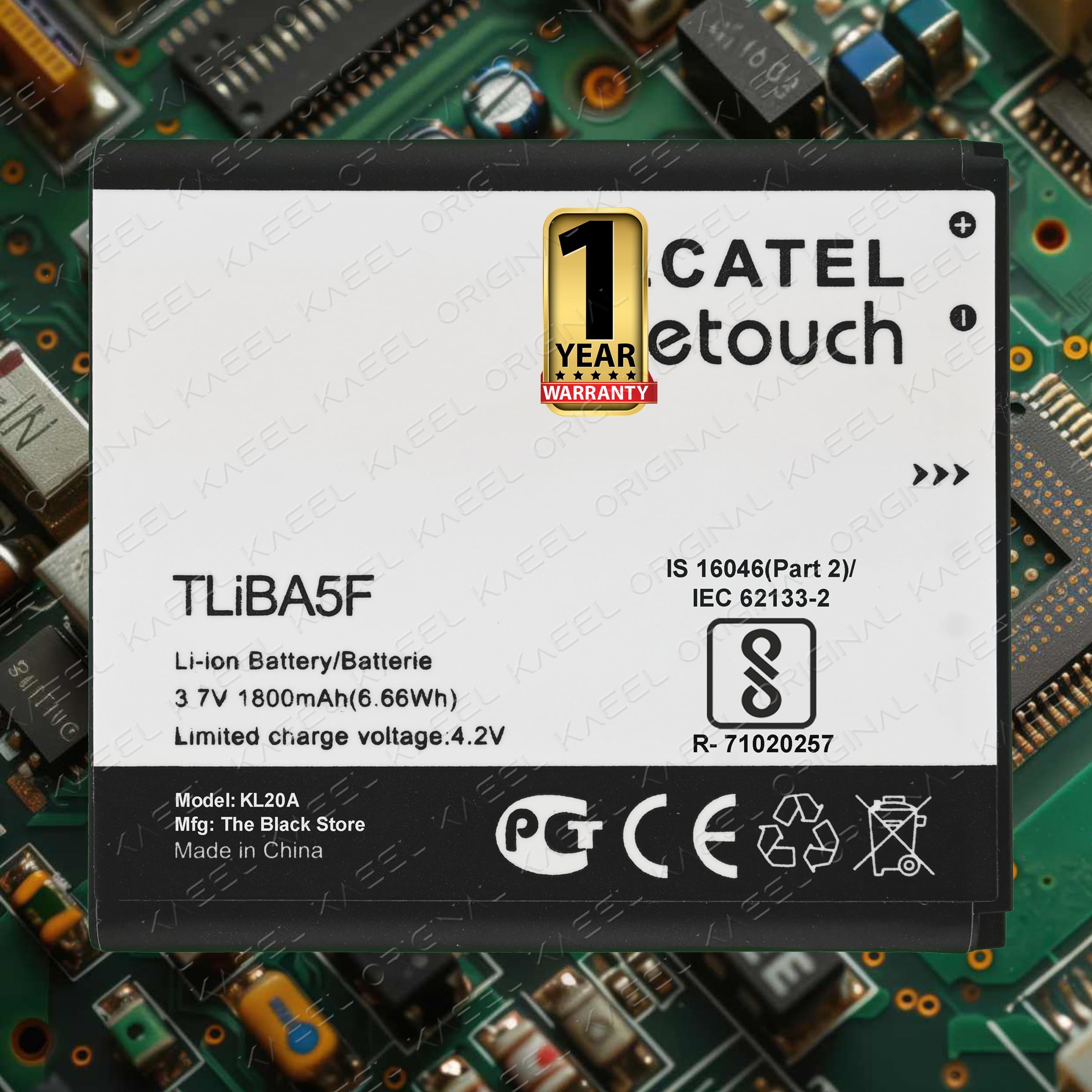 Original TLiB5AF | TLiBA5F 1800mAh Battery for Alcatel TCL One Touch 997D, OT-997D, Smart OT-5035 X'POP C5 5036D CAB32E0000C2 Vodafone WiFi Dongle with 1 Year Warranty* (Black, S800)