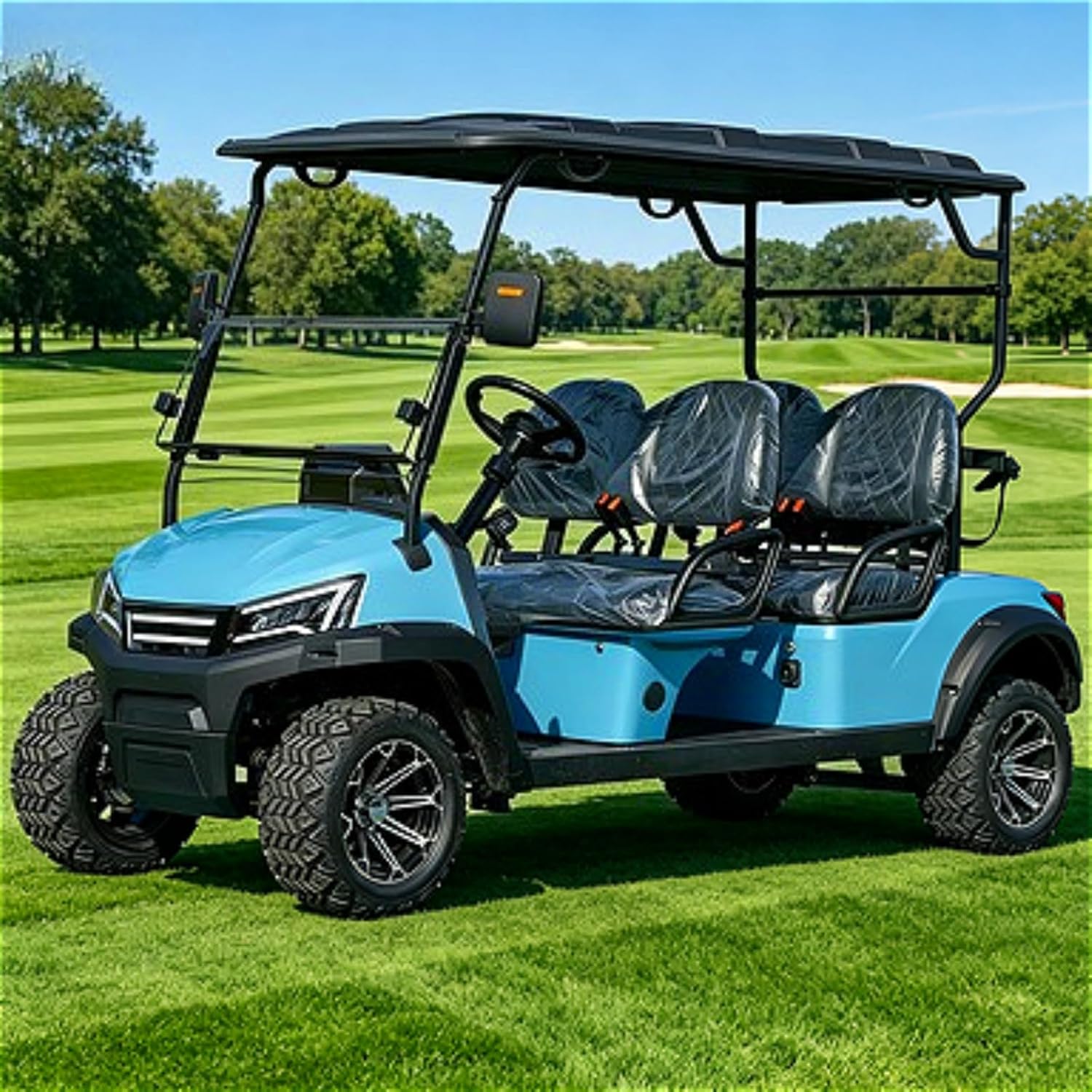 4 Passenger Electric Patrol Cart, Electric Security Vehicle for Night Security Patrol and Gated Community Cart, Low Speed Electric Vehicle with Police Light Bar and Enclosed Cab