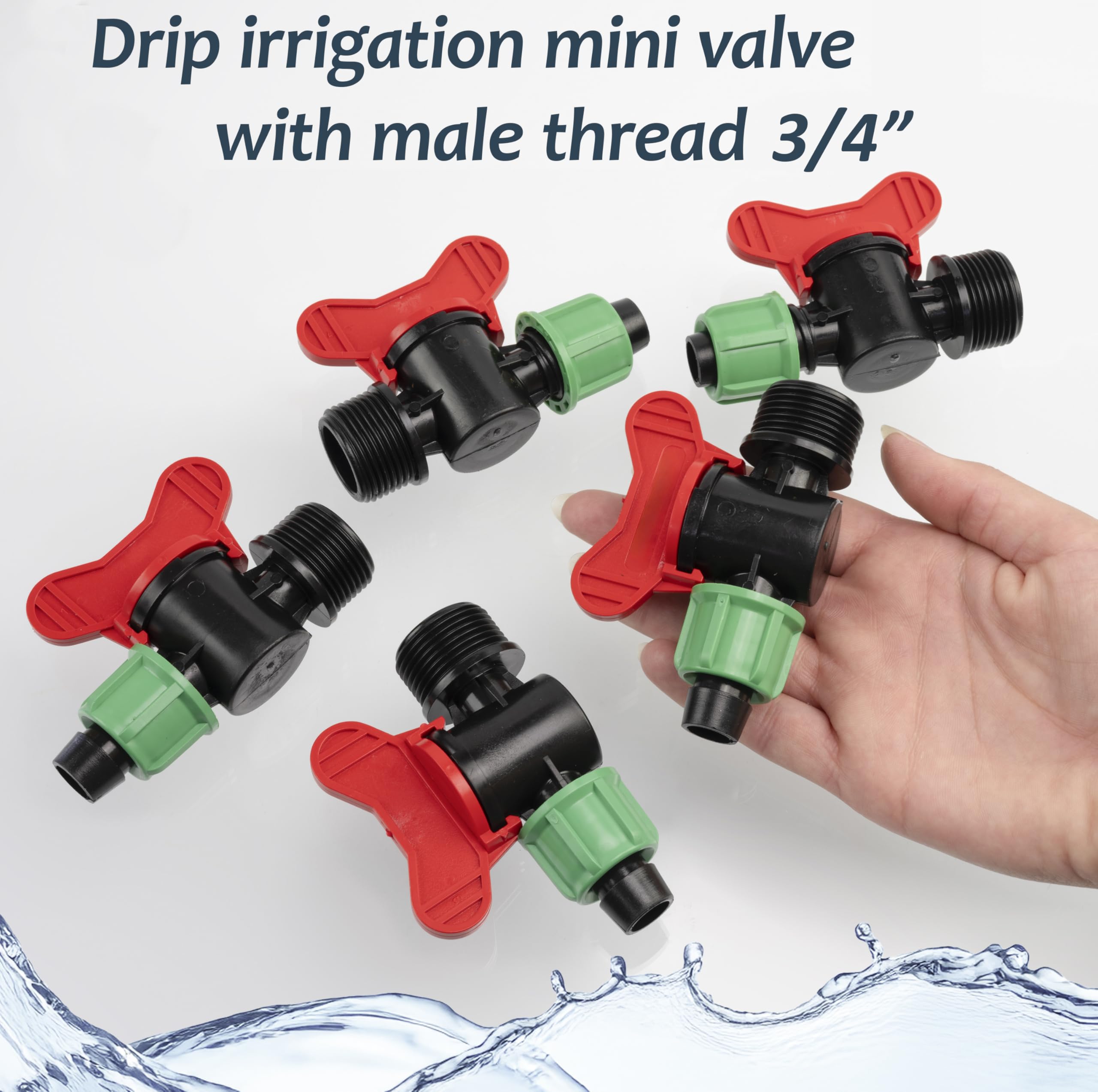 AERZETIX - Lot de 10 Vannes d'Arrêt 3/4" Filetage Externe pour Tuyau d'Irrigation Goutte à Goutte 16 mm en Plastique | Pression Supportée 4 Bars | Robinet Système d'Arrosage Équipement Jardinage