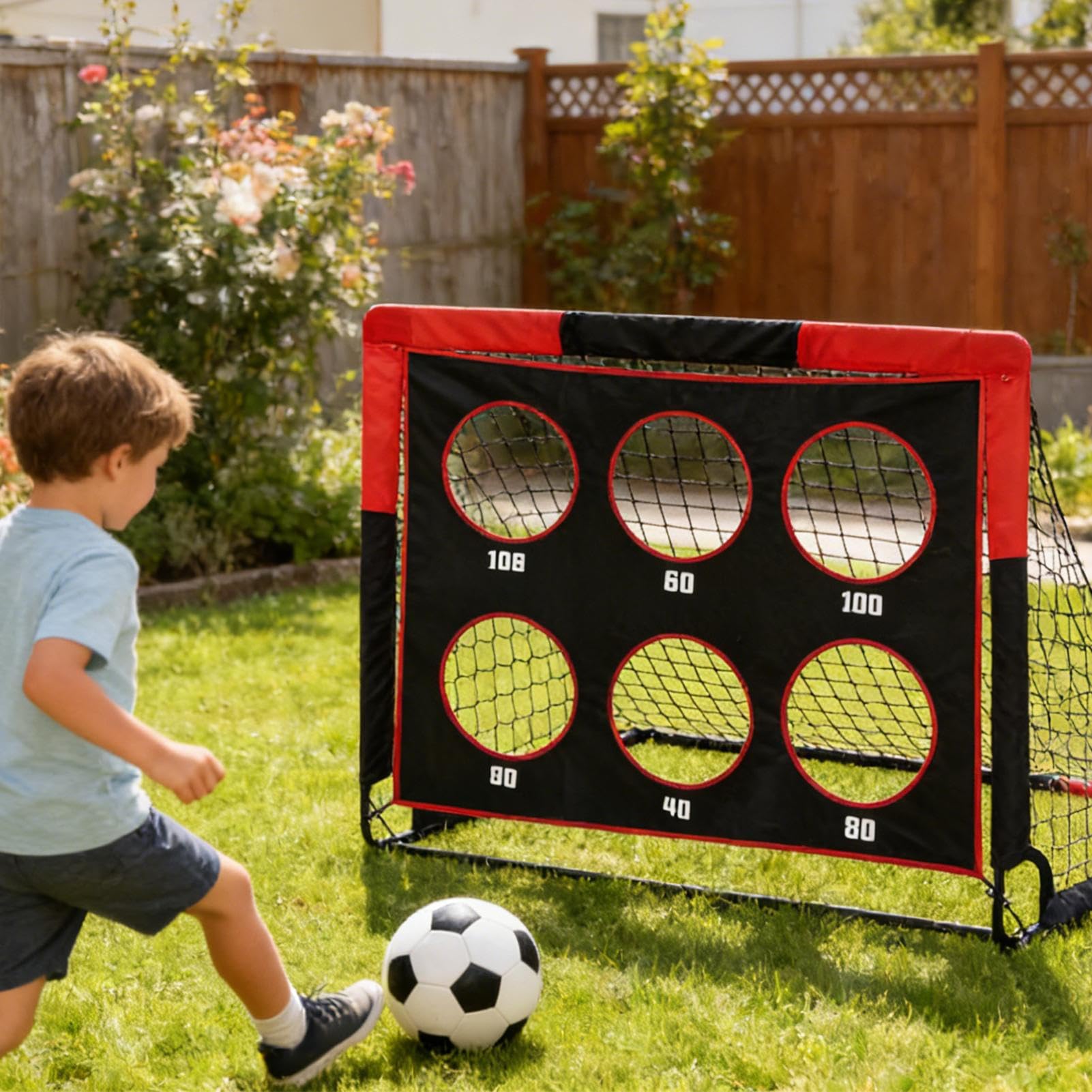 Porta Da Calcio Per Giardino Attrezzatura Per Allenamento Con Design | 122 cm Larghezza x 91 cm Altezza Porte da Calcio Rettangolari Piegevoli e Portatili per Bambini e Raga