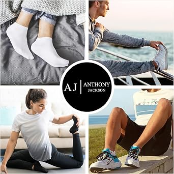 Anthony Jackson 10 Pair Box BAMBOO Premium Men's and Women's Booty Socks - Wrist Size Short Sports Running and Walking Socks JESUS