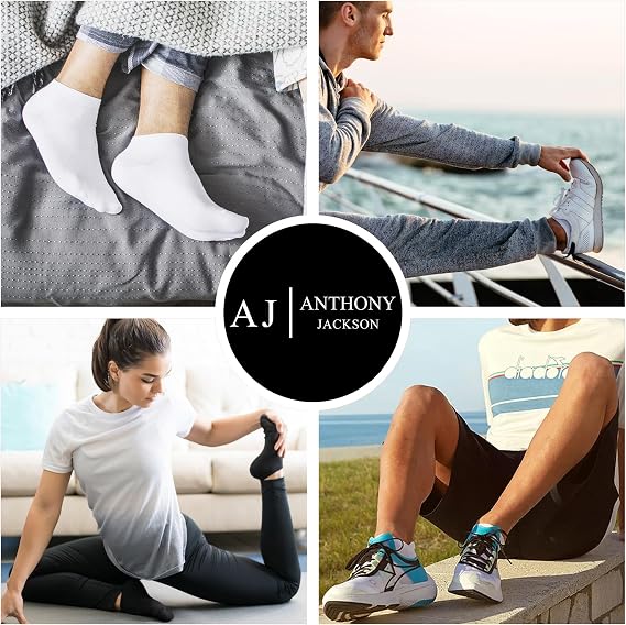 Anthony Jackson 10 Pair Box BAMBOO Premium Men's and Women's Booty Socks - Wrist Size Short Sports Running and Walking Socks JESUS