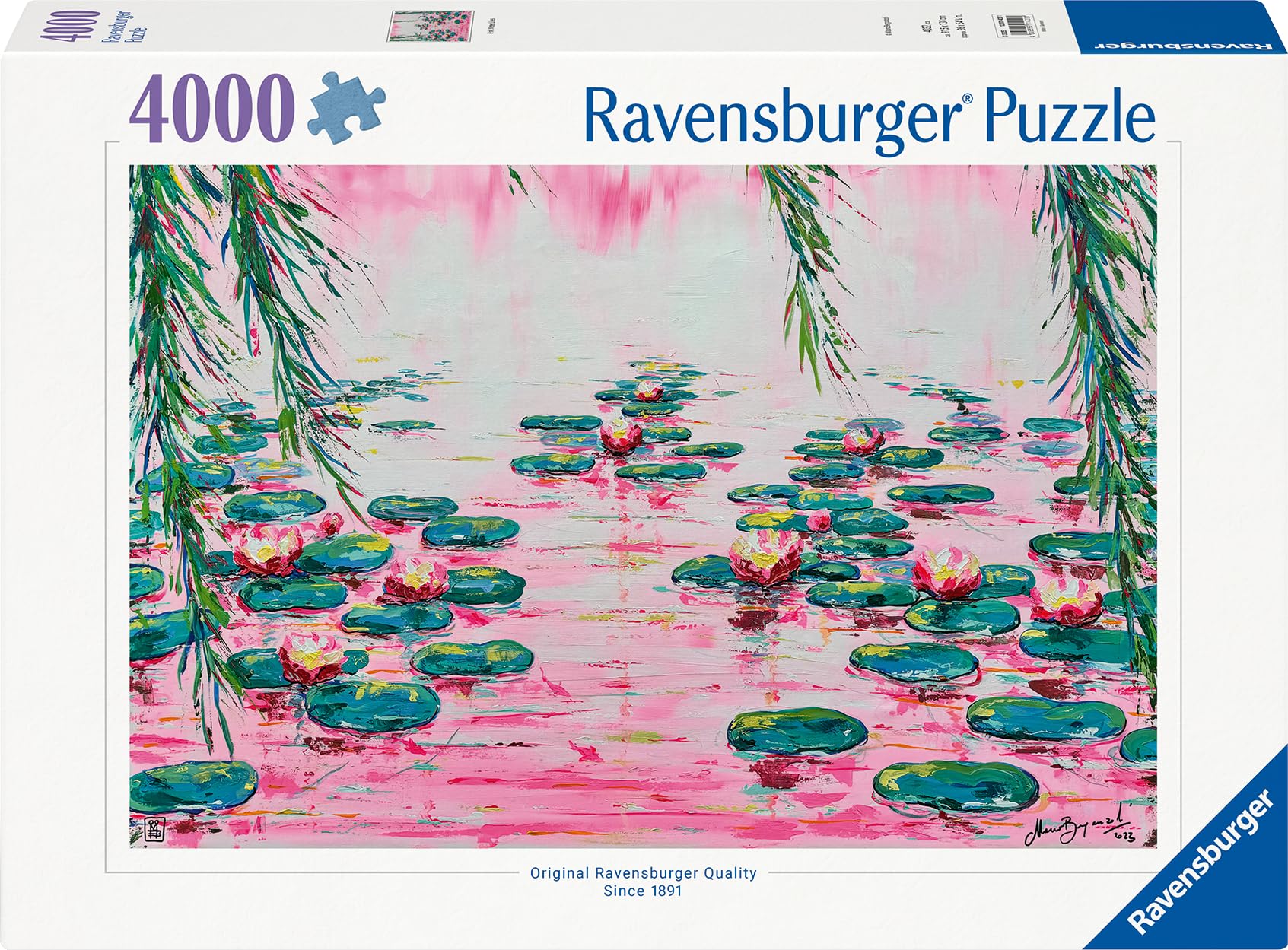 Ravensburger Puzzle 12001420 - Rosafarbene Seerosen von Mauro Bergonzoli - 4000 Teile Künstler-Puzzle für Kunstfreunde und Puzzlefans ab 14 Jahren
