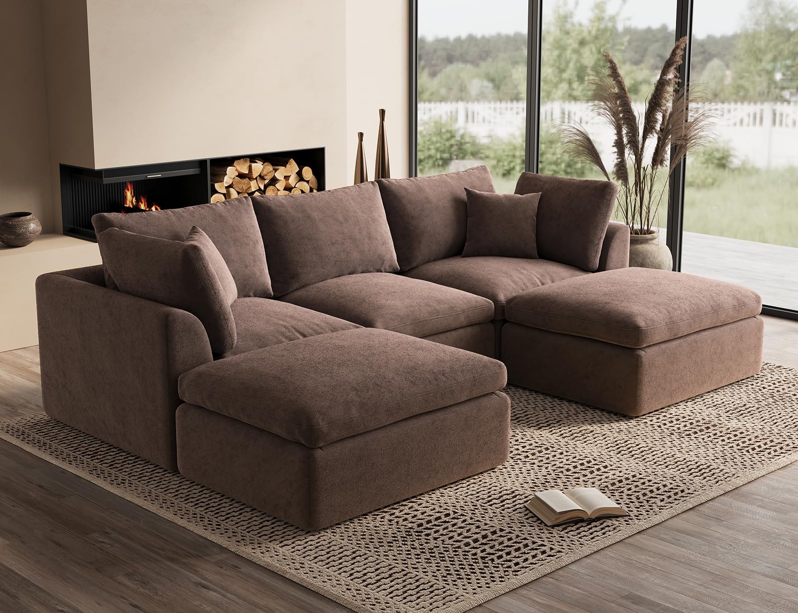 ohllob 110 inch Cloud Sectional Couches for Living Room
