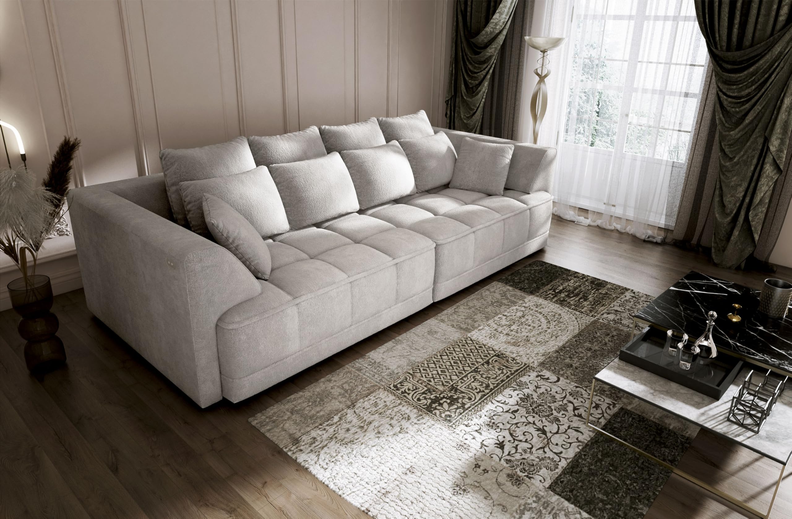 Big Sofa Tiga XXL, Schlafsofa, Couch, Schlafcouch mit Schlaffunktion 302 cm Breit (Aphrodite 1)