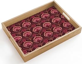 Rectangular Wooden Tray 40 x 30 cm Decorative Serving Trays for Lunch Table Scratch-Resistant Cafe Deco Oak Antique Flowers – Colourful
