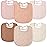 Susurration Muslin Baby Drool Bibs 6Pack Soft Square Adjustable Baby Bandana Bibs for Unisex Girls & Boys (Pinkish Brown)