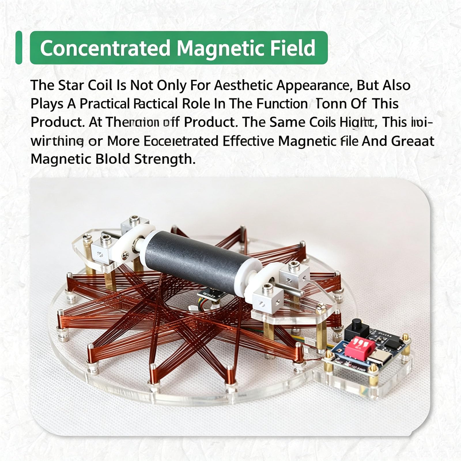 Metal Star Coil Motor, Hall Brushless Motor, High Speed Bearing Science Physics Experiment Model, Type-C Powered, 2000-5000 obr./min, do nauczania fizyki, narzędzie edukacyjne