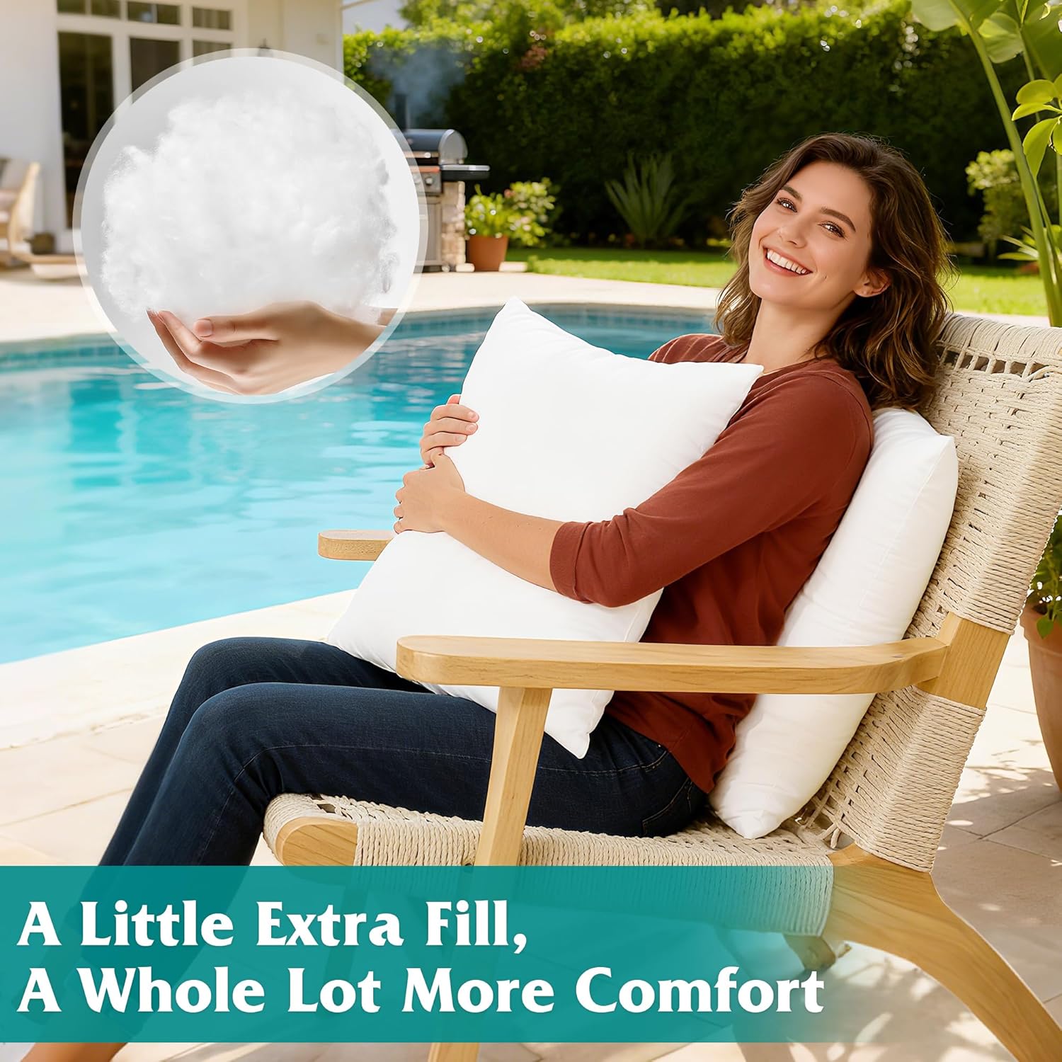 Oubonun 18x18 Waterproof Outdoor Pillow Inserts – Set of 2 Soft & Fluffy, Water Resistant Throw Pillows for Patio, Garden, Porch, or Indoor Decorative - Image 5