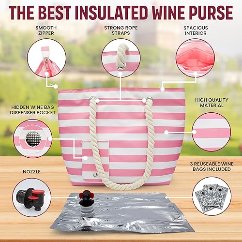 Miniatura 2 de Sneaky Booze Bolsa de vino con dispensador de alcohol con boquilla oculta, botella aislada con capacidad para 2 botellas, fácil de verter, duradero,