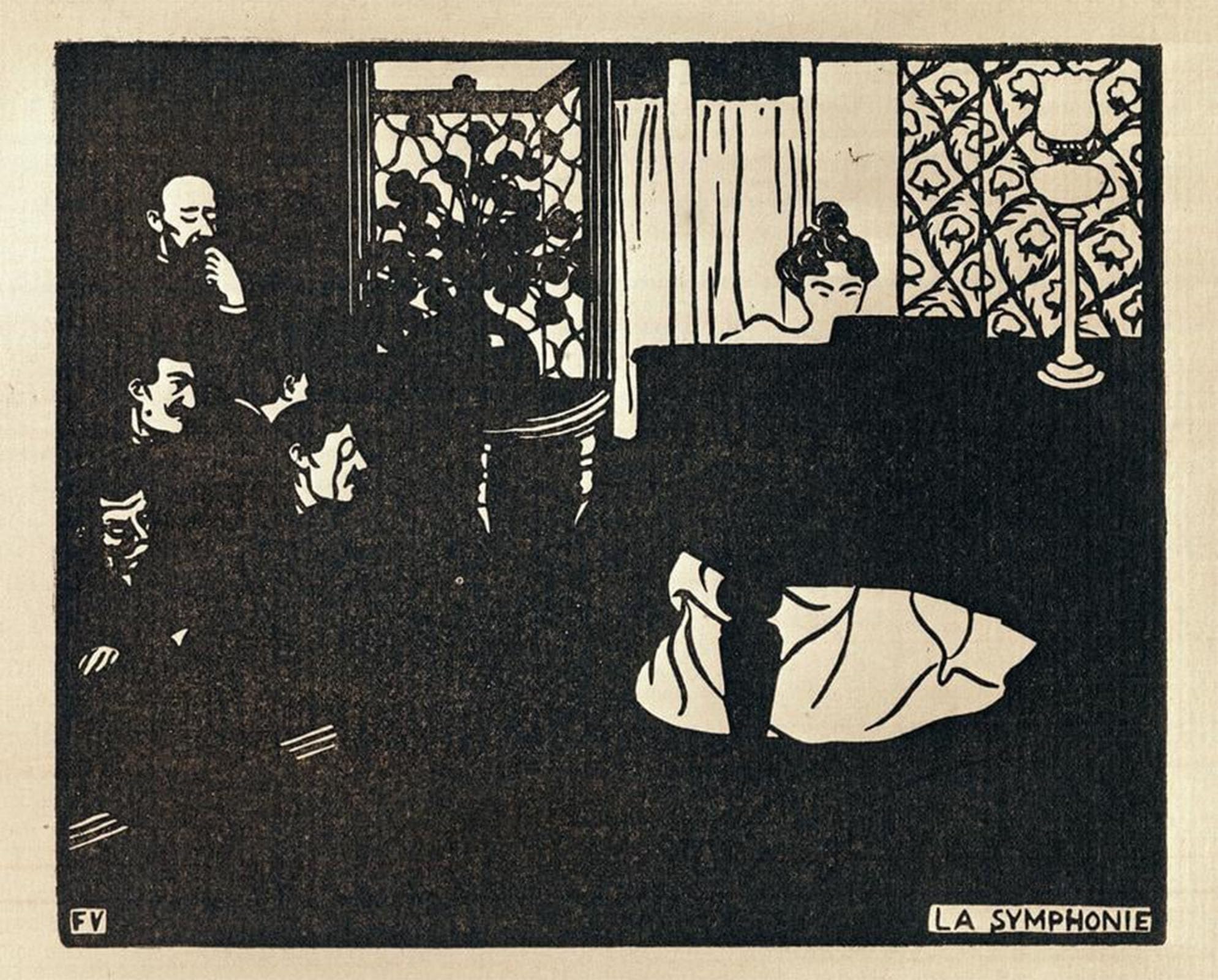 Artxlxxbn No Frame Famous Print Painting Colorful Art Print The Symphony By Felix Edouard Vallotton Canvas Art Decorations For Home Decor 60X90cm