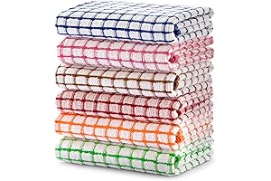 100% Cotton Kitchen Dish Towels, 16" x 25" Absorbent Dish Cloths, 6-Pack
