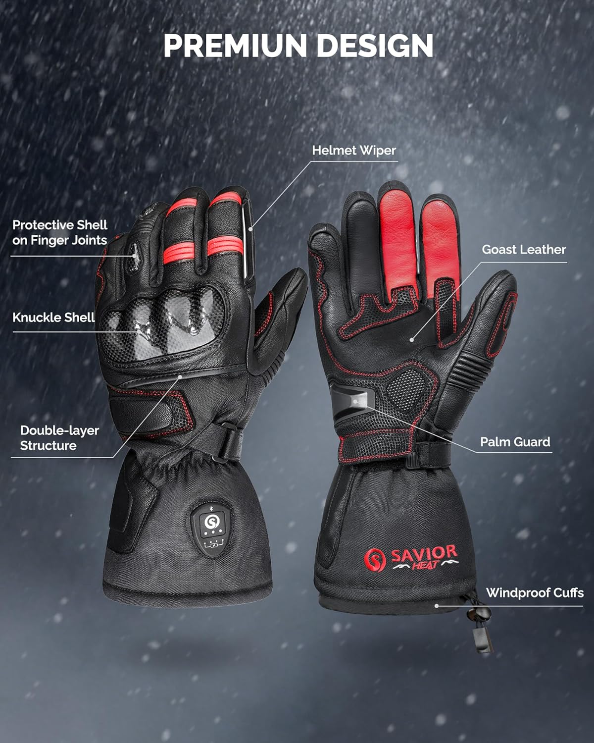 SAVIOR HEAT Heated Motorcycle Gloves for Men & Women, 7.4V 3000mAh Waterproof Heated Gloves with Rechargeable Battery Up to 10H for Winter Outdoor Riding, Cycling, Snowmobile - Image 9