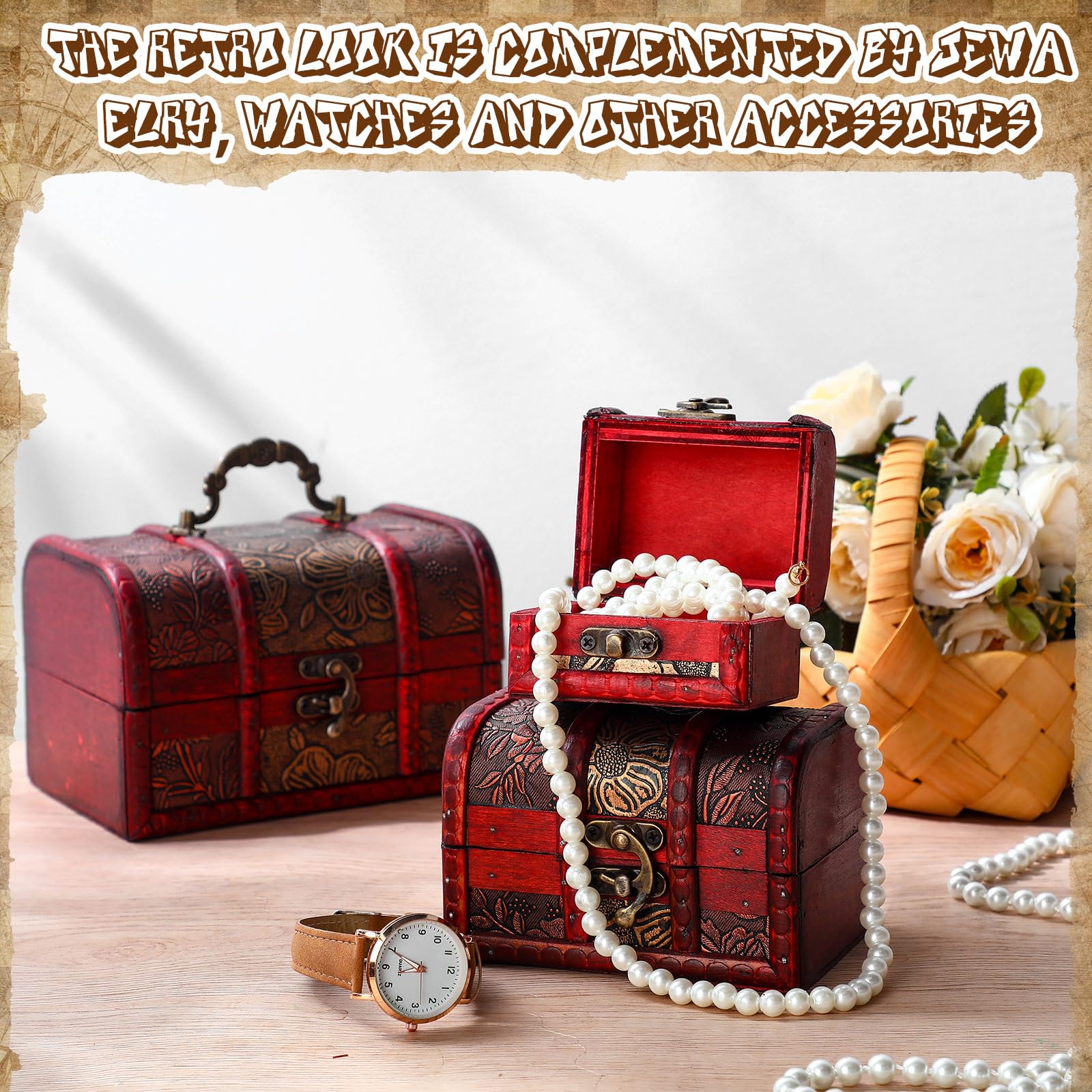 Amazon.com: Briwooody 6 Pcs Wooden Treasure Chest Trinket
