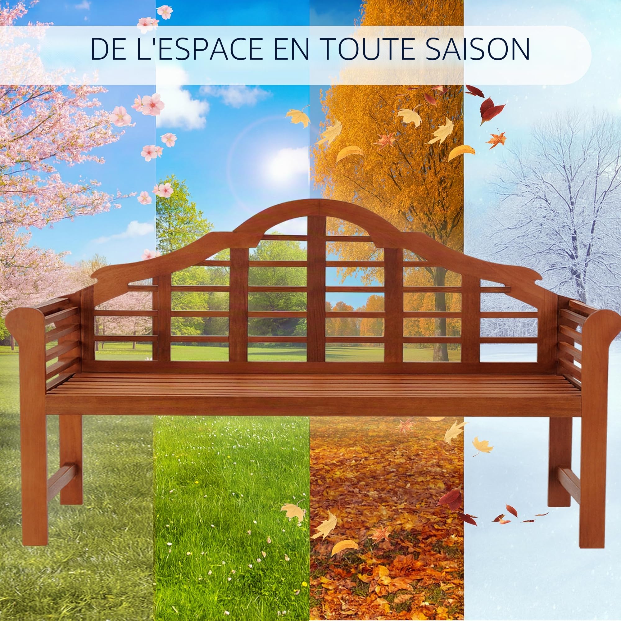 Casaria Banc de Jardin Marlboro en Bois Eucalyptus pré-huilé 2 Places Balcon terrasse extérieur Petit Banc en Bois