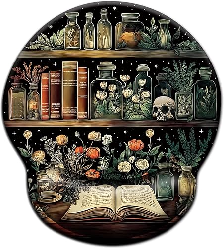 Miniatura 14 de Alfombrilla de ratón gótica de murciélago ergonómica con reposamuñecas, alfombrilla de ratón para juegos con soporte de muñeca, divertida Bate