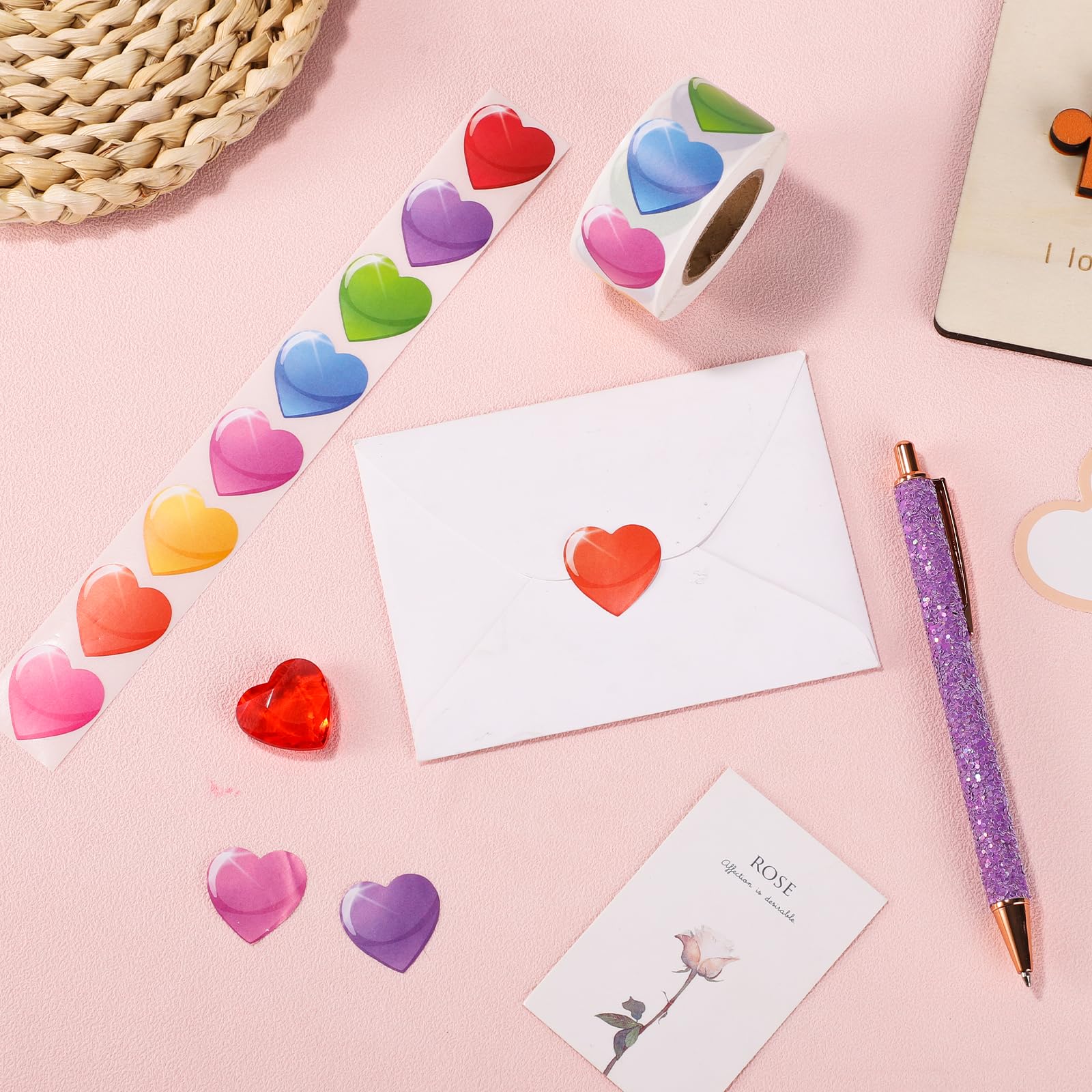 Stickers 'Hart' Roze-Rood 40mm - Rotim Verpakkingen: you carry, we care