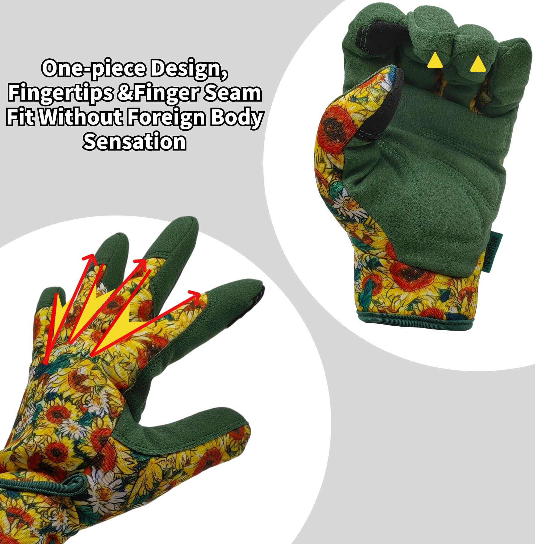 Gants de jardinage - Gants de travail - En élasthanne synthétique - Cadeaux pour femme - Pour écran tactile - Taille S - Tournesol vert