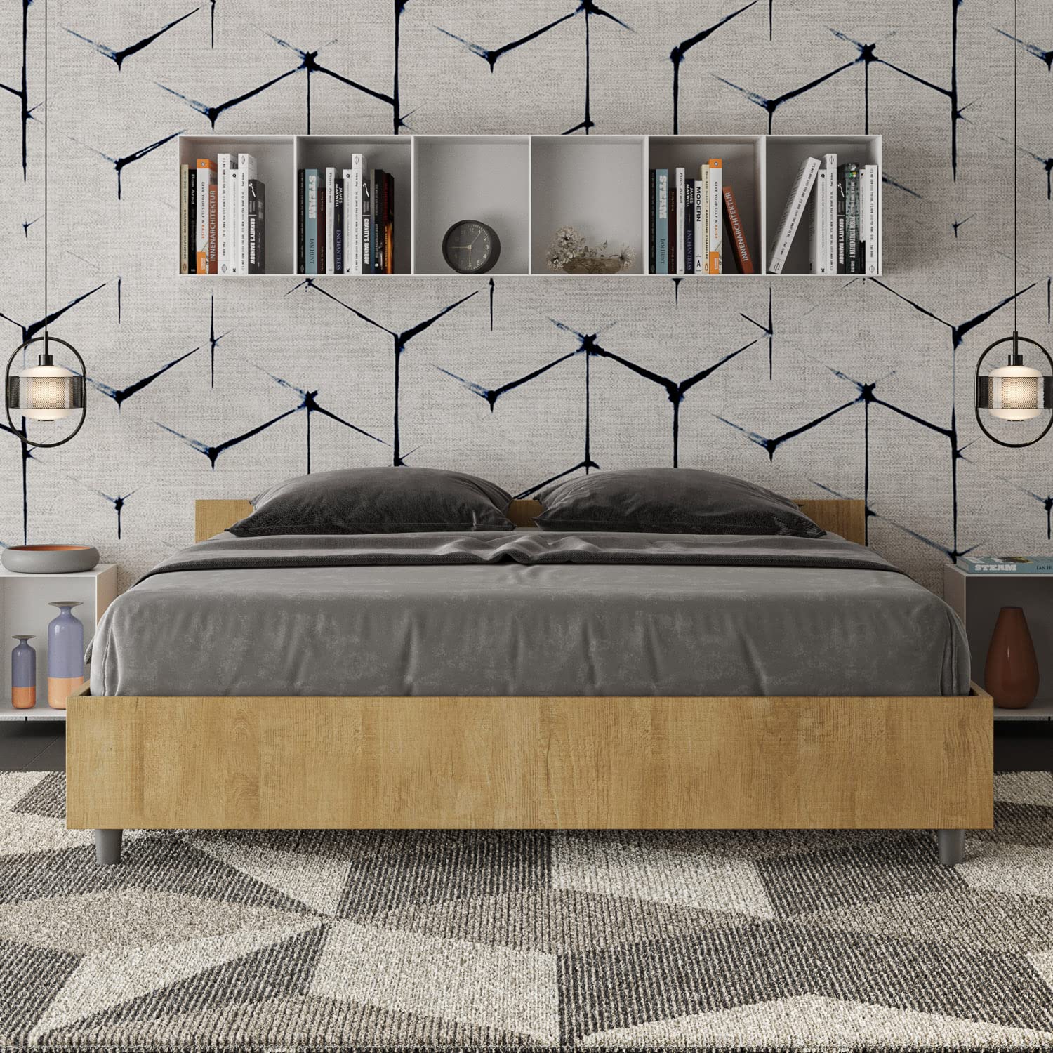 Letto matrimoniale contenitore 160x190 quercia
