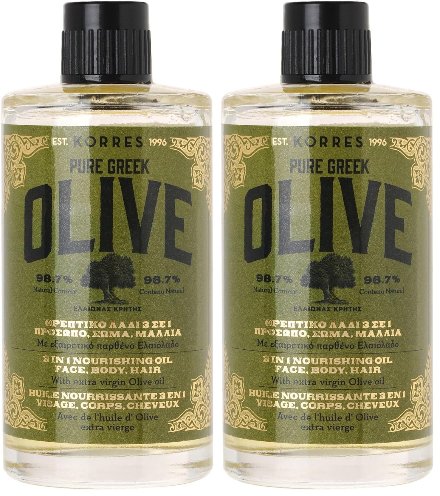 KORRES Olive Nährendes 3in1 Öl für intensive Feuchtigkeit, dermatologisch getestet, vegan, 100 ml