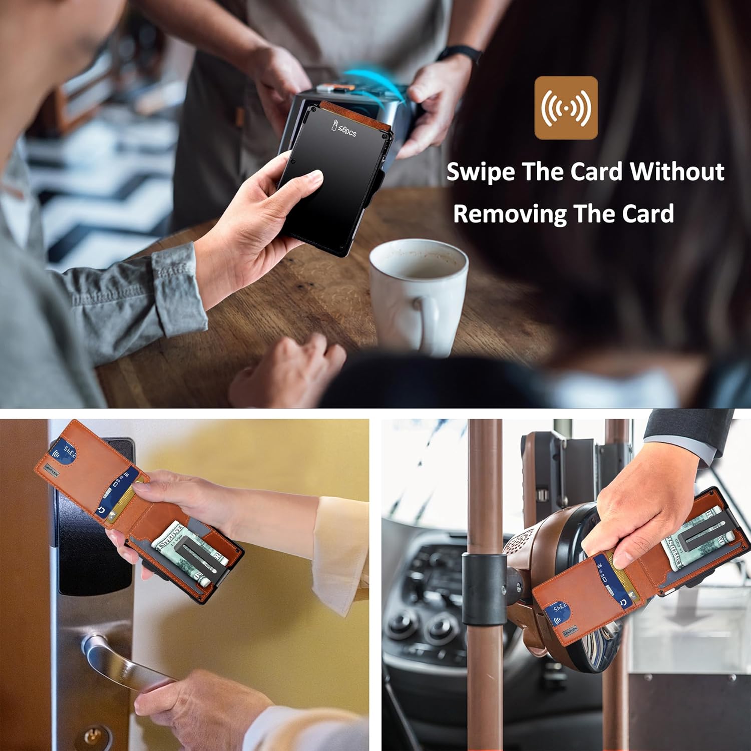 umoven Wallet for Men - with Money Clip Slim Leather Slots Credit Card Holder RFID Blocking Bifold Minimalist Wallet (Top Layer Leather-Sienna Brown) - Image 4