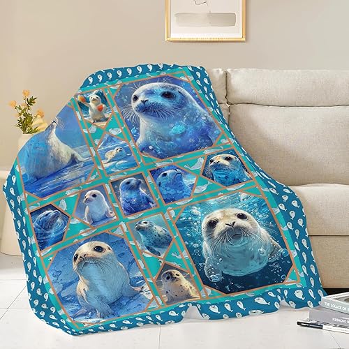 Miniatura 2 de Manta con sello de océano, regalos para niños, niñas, niños, adultos, mujeres y hombres, suave, acogedora, cálida, esponjosa, mullida, de forro