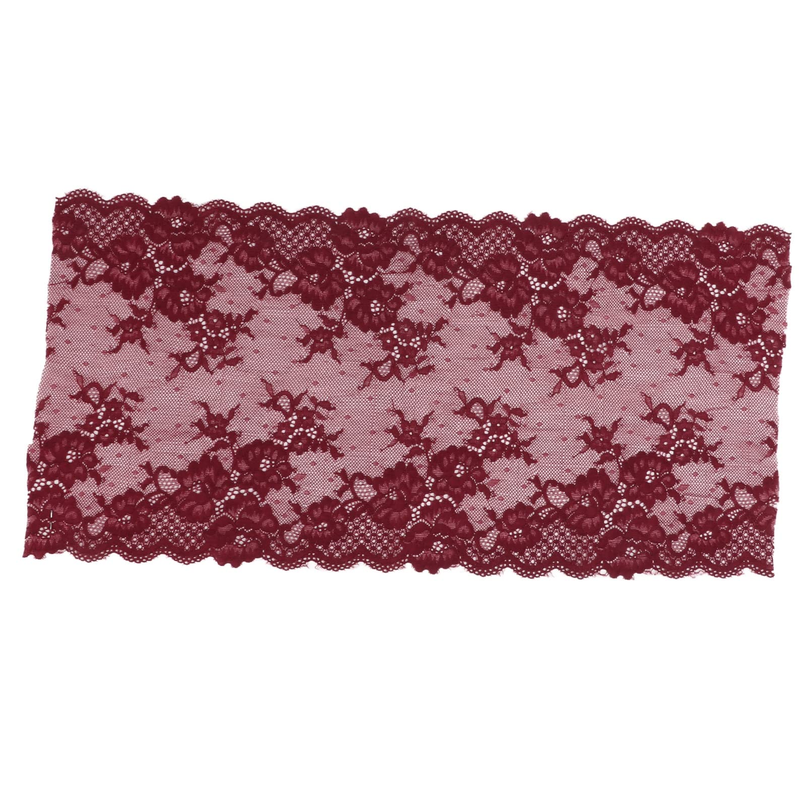 Tissu en dentelle large de nylon vin rouge pour finitions de vêtements