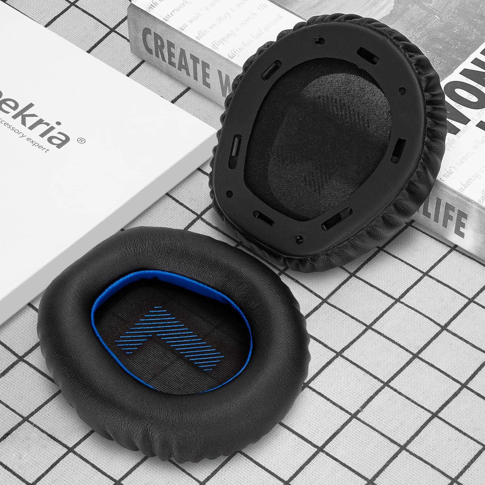 Geekria Replacement Ear Pads for JBL Quantum 100 Headphones Ear Cushions, Repair Parts (Black Blue) - Image 4