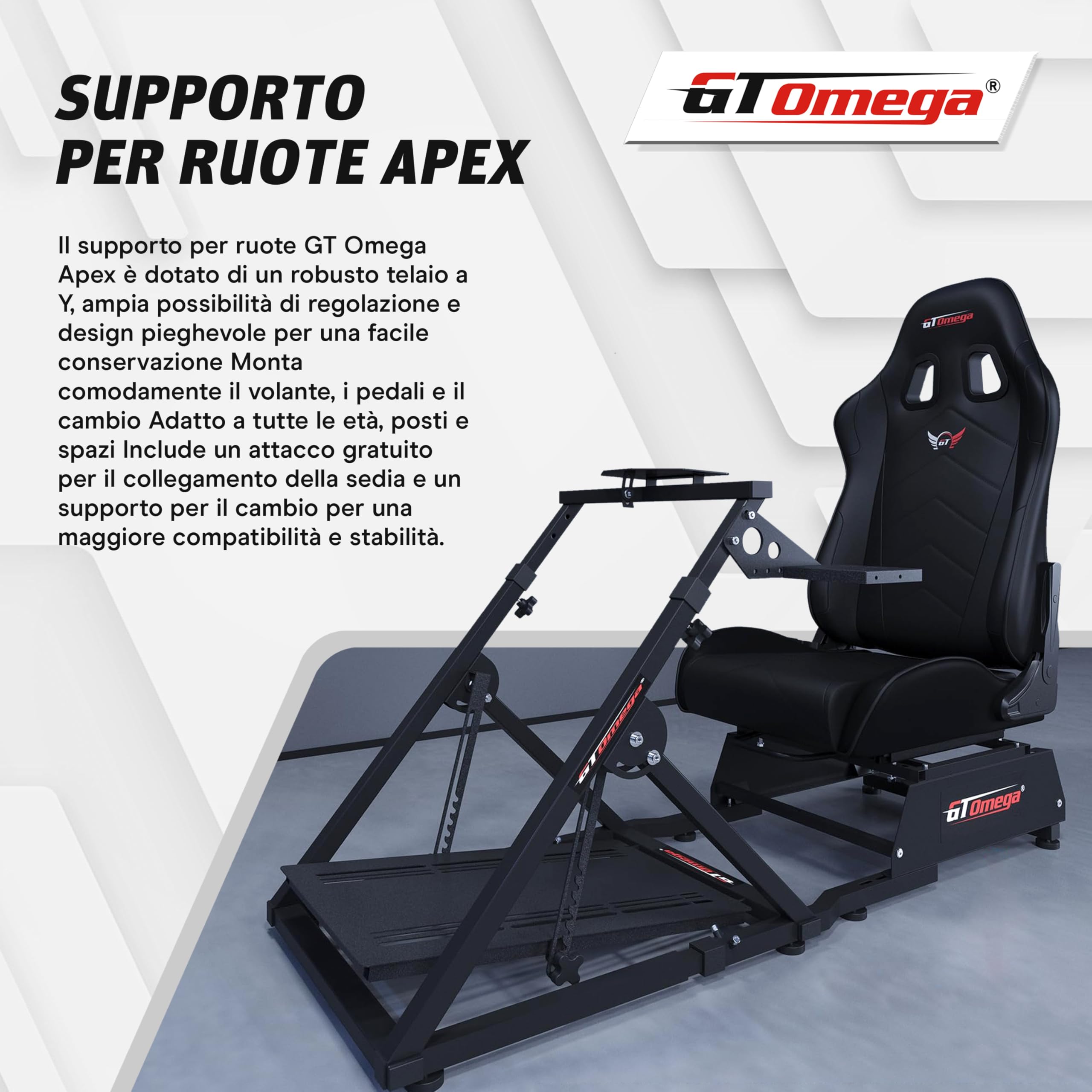 GT OMEGA APEX Supporto per volante - Compatibile con Logitech G923, G29, G920, Thrustmaster T300, T500 TX e TH8A, PS4 Xbox Fanatec