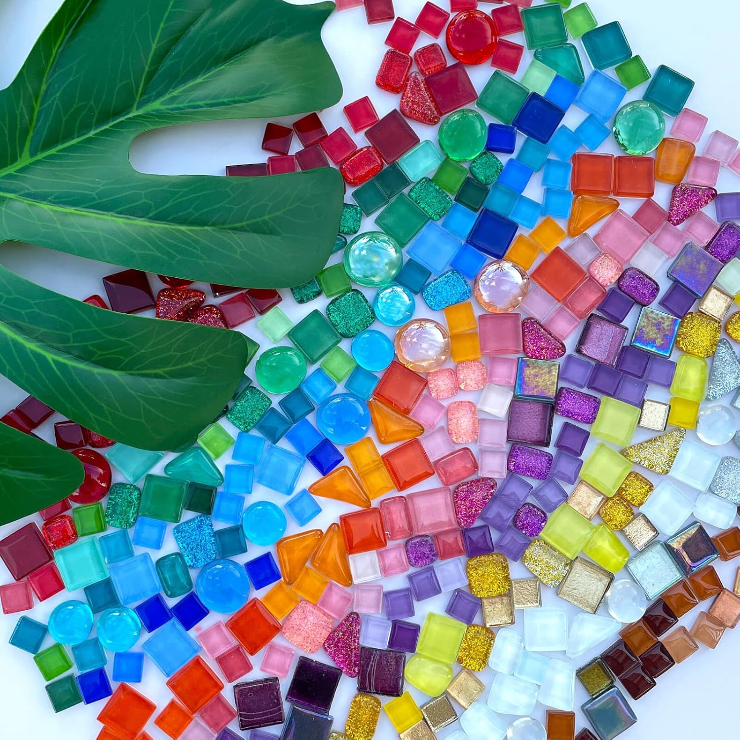 LITMIND 1.1LB Assorted Colors Irregular Crystal Glass Mosaic Tiles - Perfect for Art Crafts, Mosaic Making Projects, Home Decor, and More