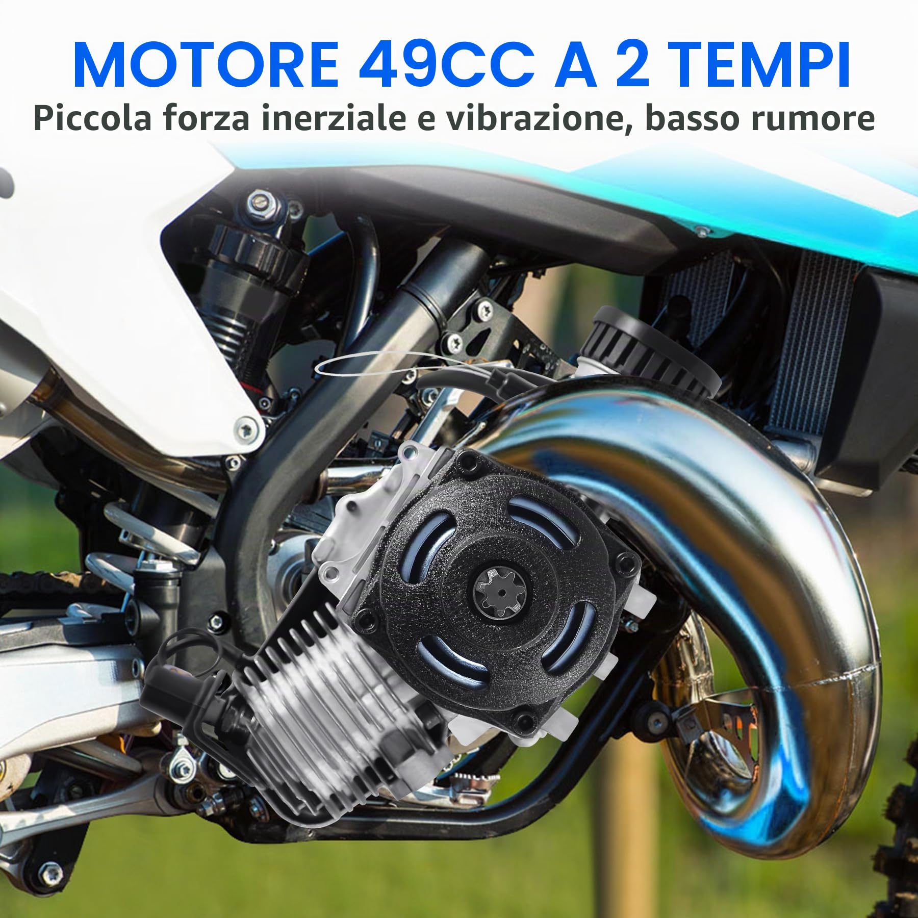 Samger 49 cc, motore a 2 tempi con avviamento a strappo, raffreddato ad aria, adatto per Pocket Bike Mini Dirt Bike ATV Scooter