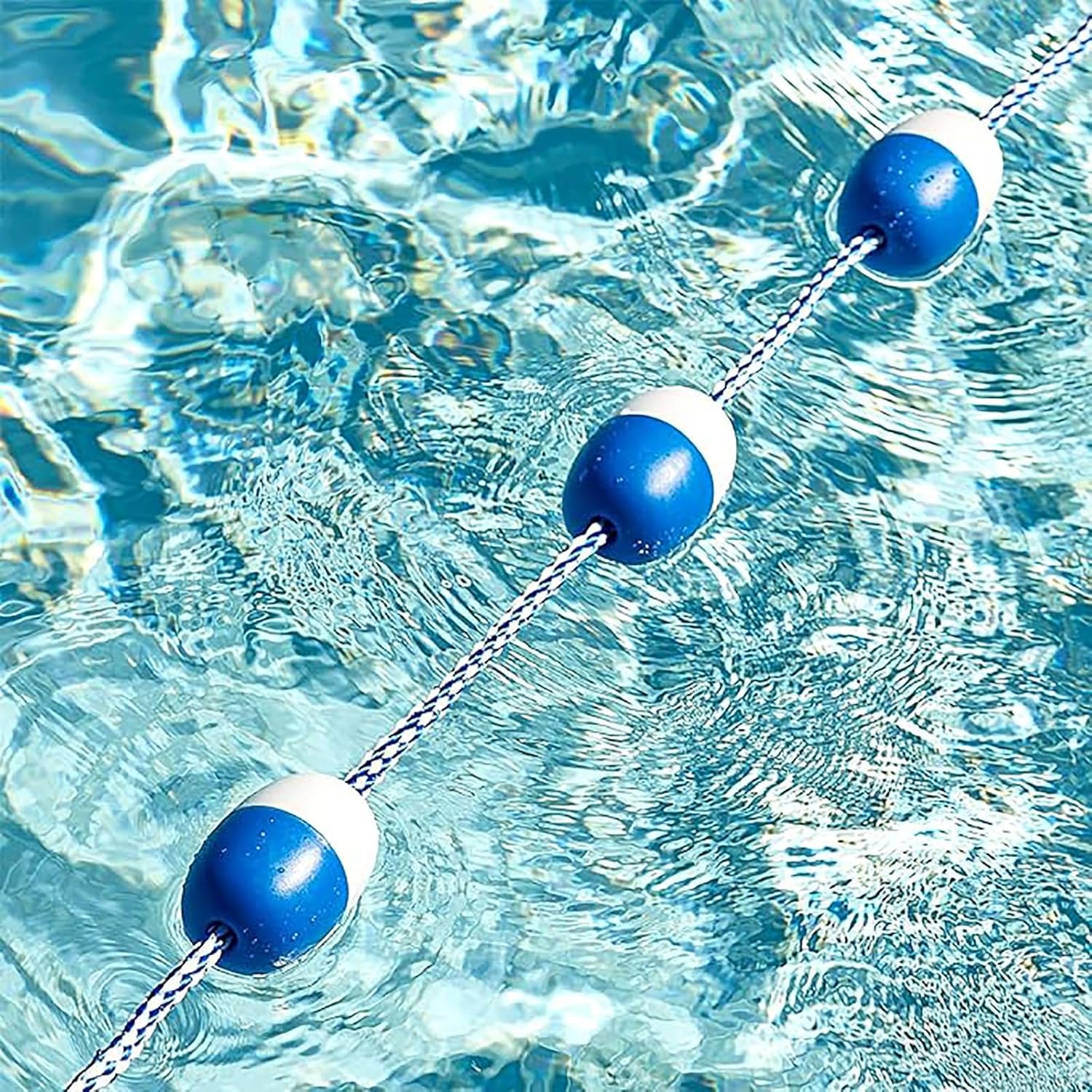 Safety Floating Pool Rope with Hooks - 65ft Lane Line Marker for Swimming Pool, Water Park & Party - Durable, Heavy-Duty, Ideal for Competitions and Events