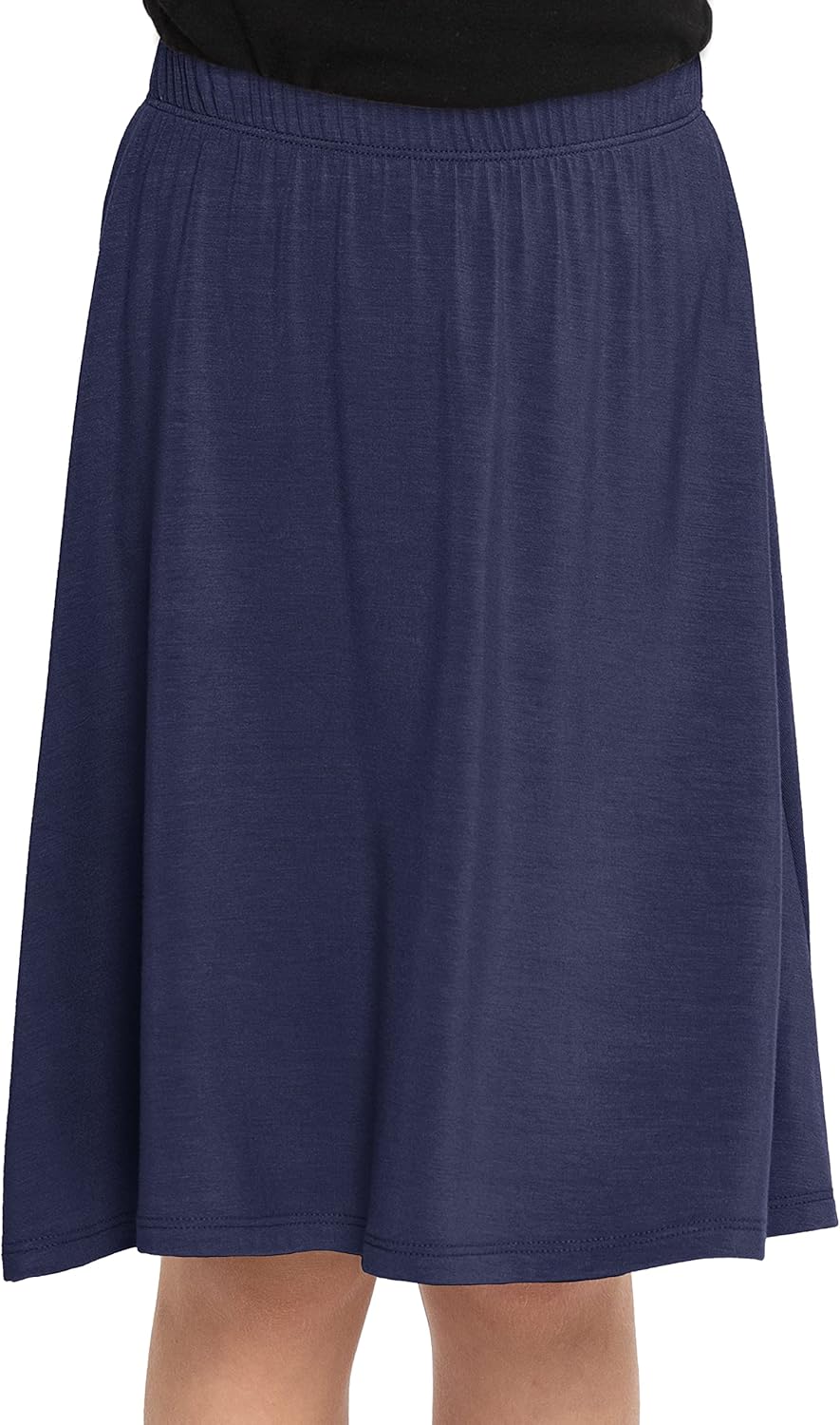 STRETCH IS COMFORT Youth Girls Flowy A-Line Skirt Knee Length and Ankle Length | Kids | Sizes 4-16 Knee Length 12 Navy Blue