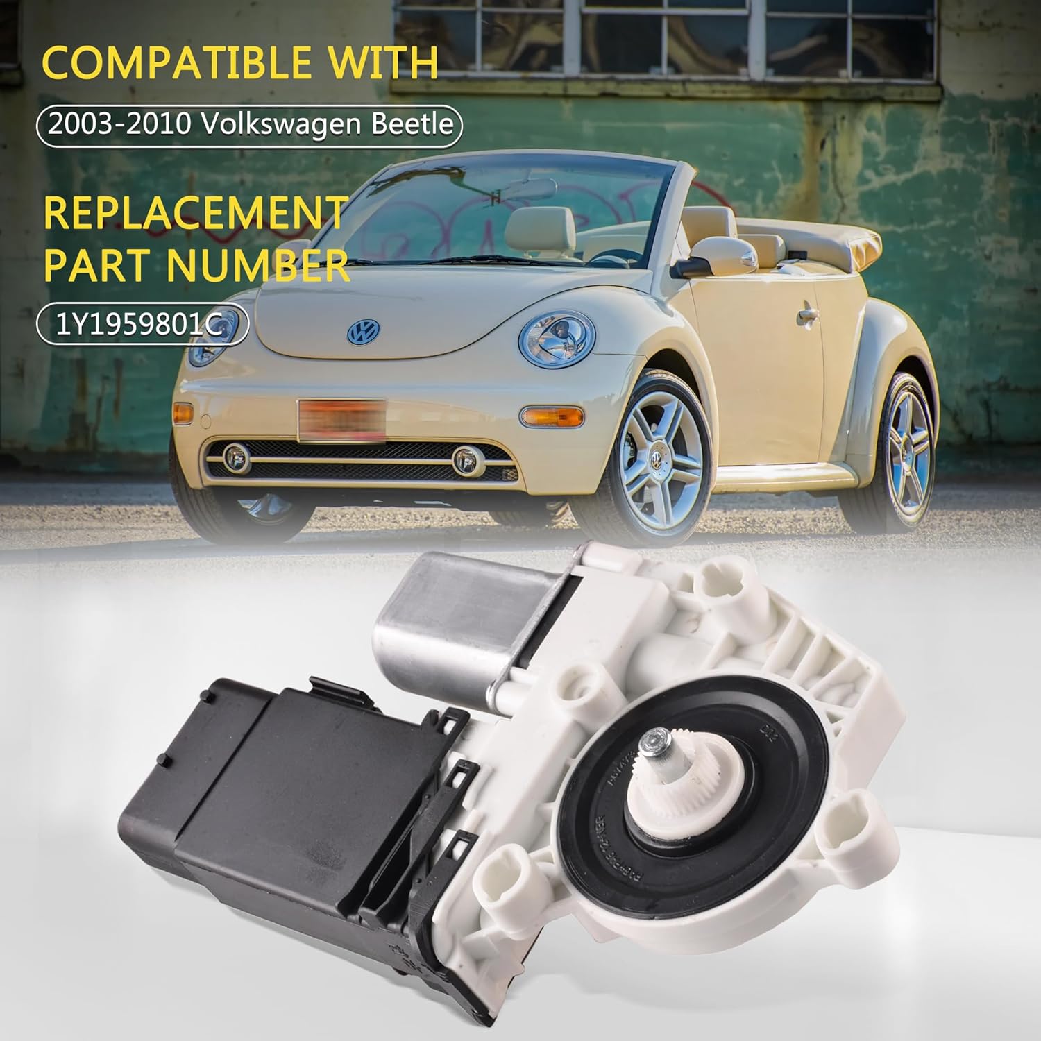 Left Driver Window Regulator Motor for 2003-2010 Volkswagen Beetle Window Lifting Motor, Replace 1Y1959801C